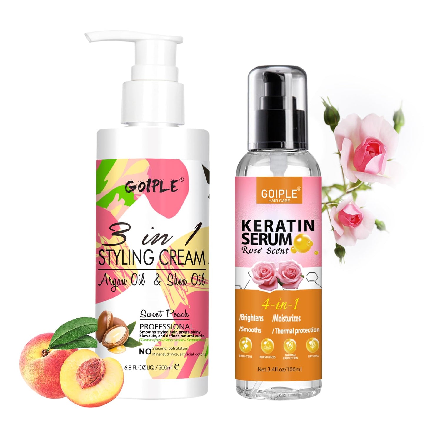 3-In-1 Styling Cream for Flyaways and Frizz - Keratin Protein Hair Serum With Moisturizing Oil - Add Shine, Anti-Frizz, Slick Back Hair Cream