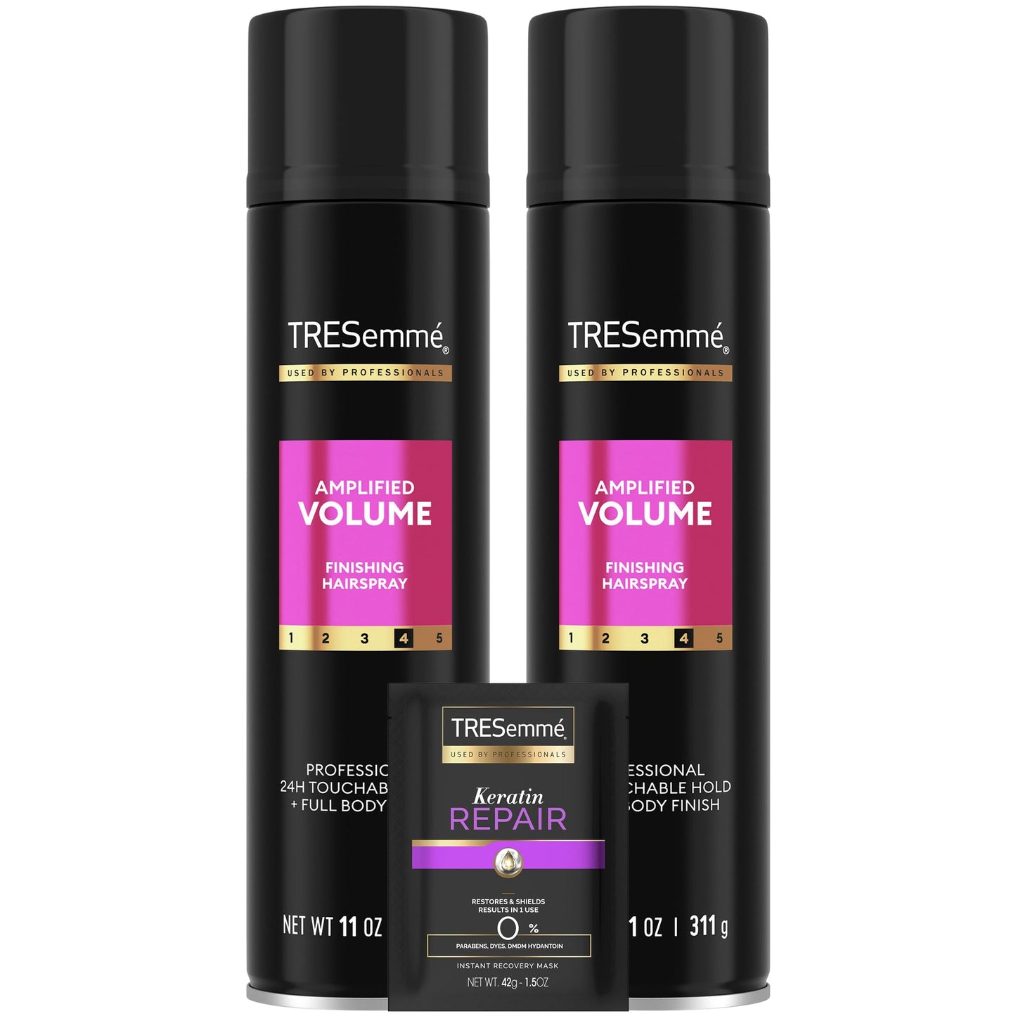 TRESEMME Hairspray, Total Volume, 2-Pack + Keratin Repair Hair Mask Moisturizing Hair Spray, Anti-Frizz Hair Products (3 Piece Set)