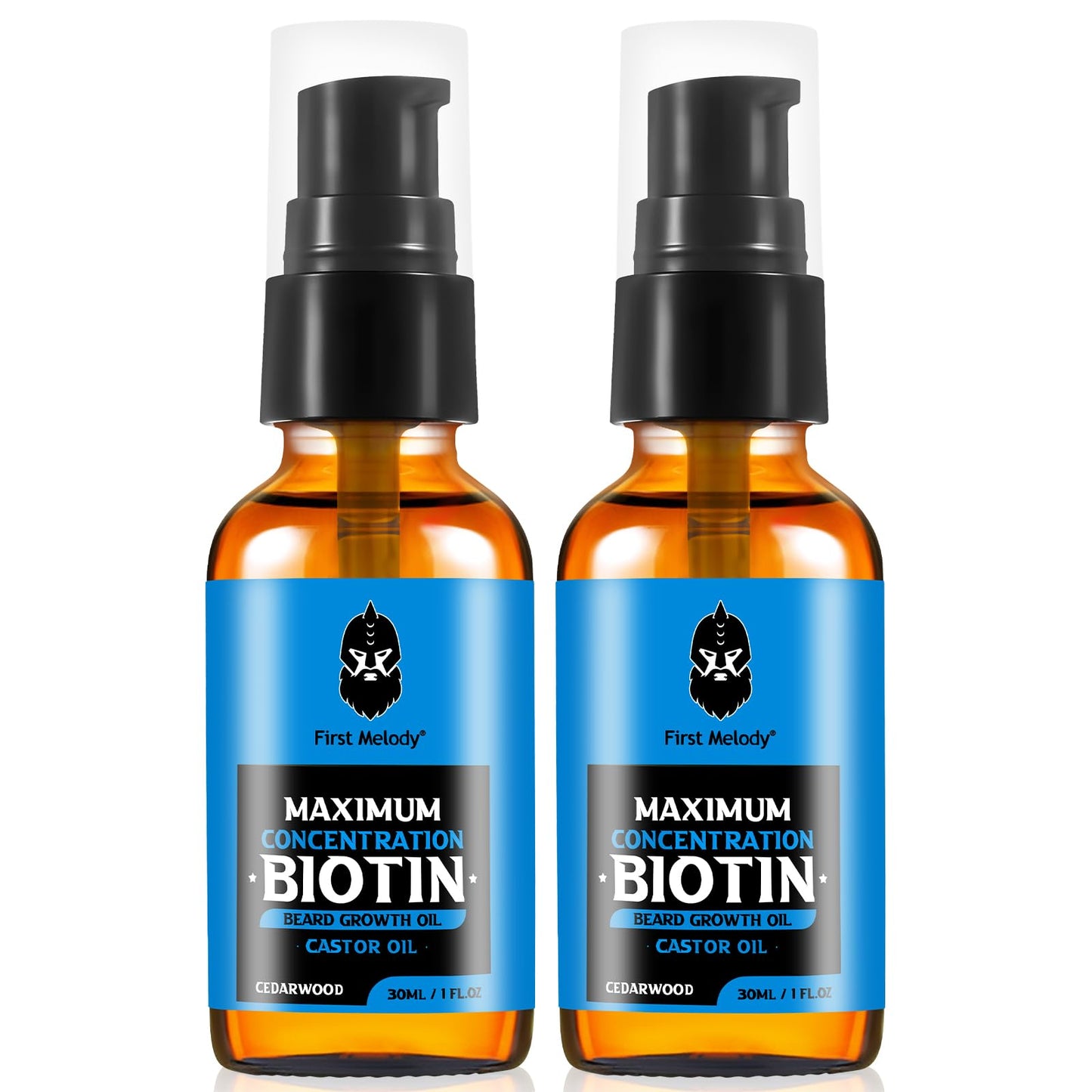 Beard Oil,Maximun Thickening Biotin, with Castor Oil and Argan & Jojoba Oils, Promotes Beard Growth, Styles, Strengthens & Softens Beards & Mustaches,1 Ounce*2(2 Pack)