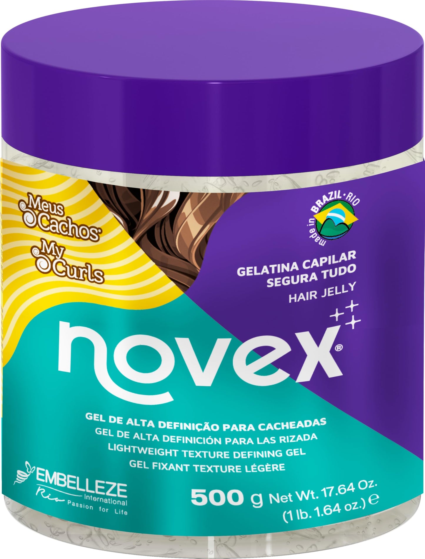 NOVEX My Curls Super Fixing Jelly 500g/17.6oz Infused with Pure 100% Natural Aloe Vera & D-Panthenol - Suitable for ALL Curl Types and Textures