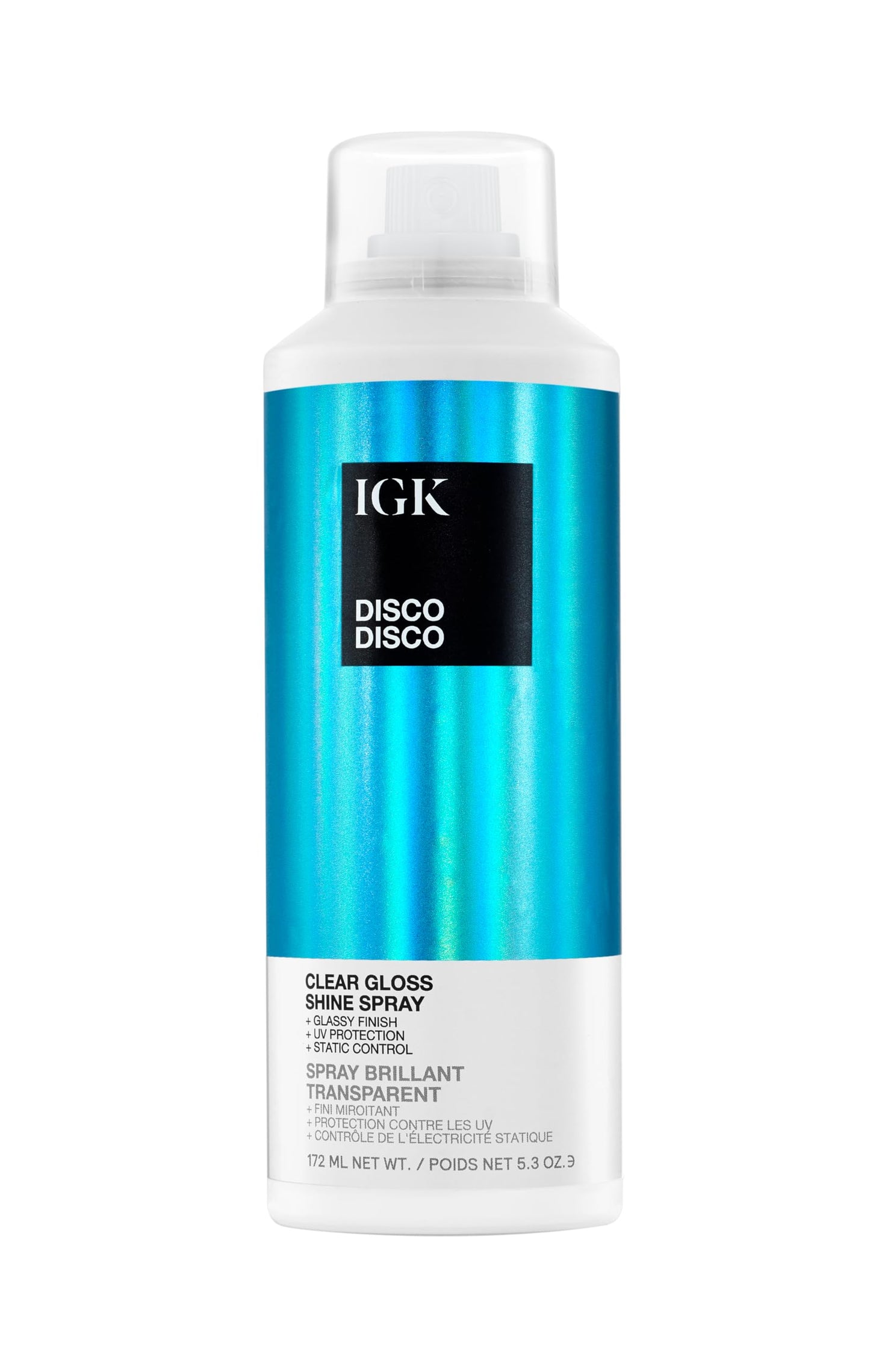 IGK - Disco Disco - Clear Gloss Finishing Hair Spray - Moisturizes, Adds Shine & Enhances Color - No Greasy Residue - 5.3oz