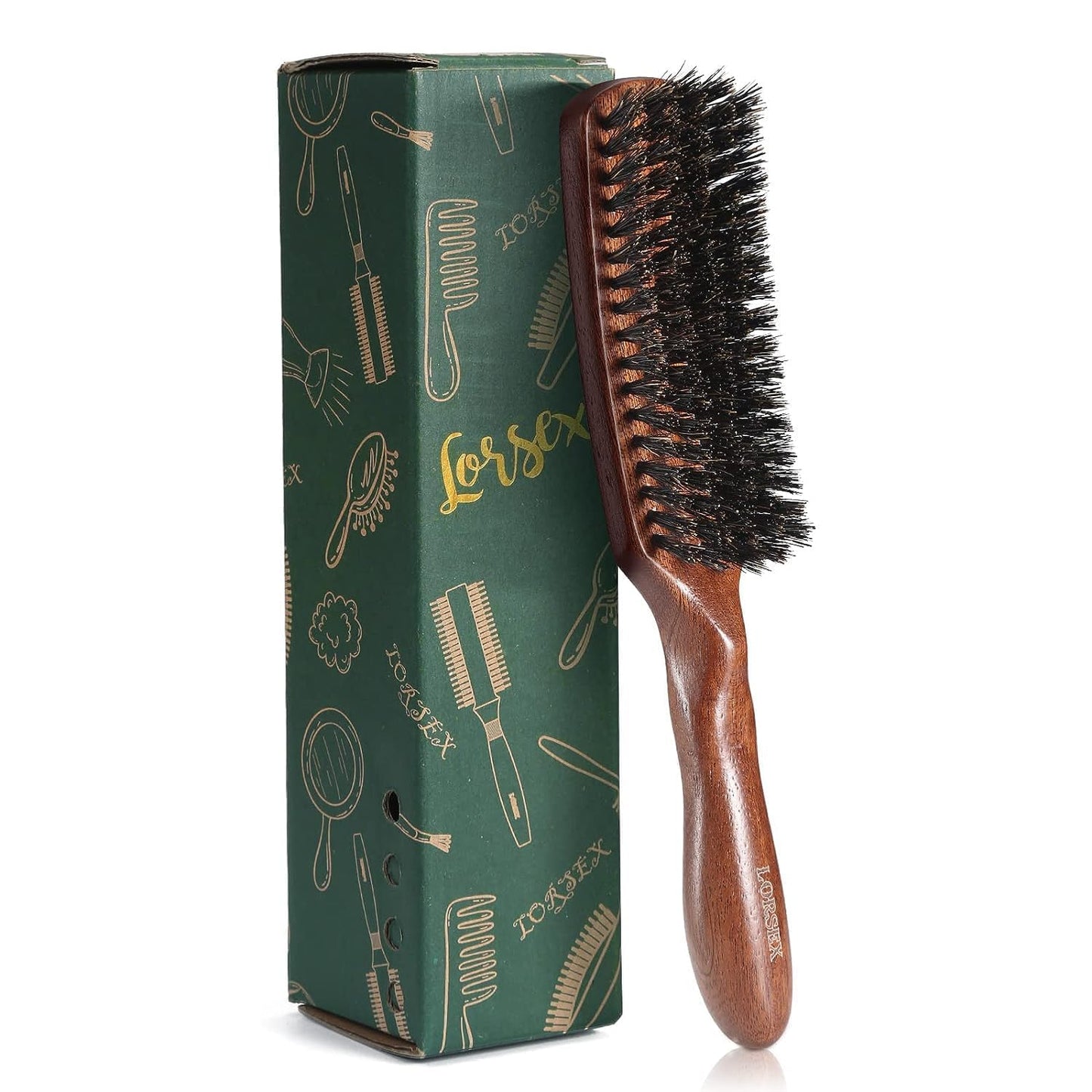 Hair brush for Men, Boar Bristles Slick Back Hair Brush for Fine Thin Medium Hair, Nature Boar Hairbrush for Beard Styling