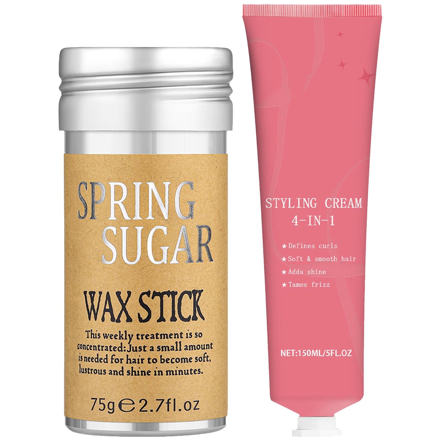 4-in-1 Styling Cream & Hair Wax Stick Set For Slick Back, Curl Defining, Frizz Control, Add Shine, Smooth & Non-Greasy Finish Edge Control & Flyaway Tamer for Women, Men & Kids