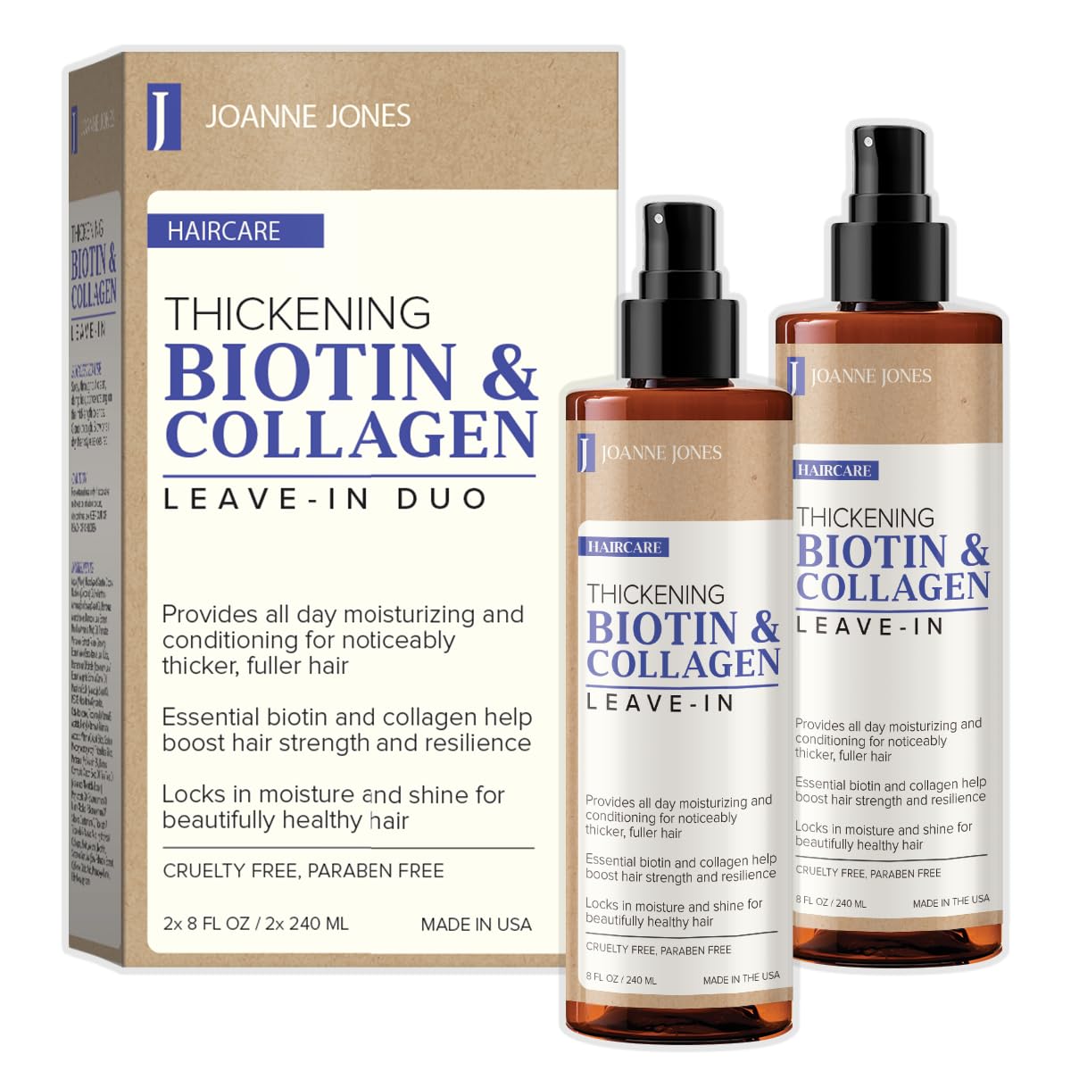Joanne Jones Thickening Biotin & Collagen Leave In - 2 Pack Fresh Mint Unisex-Adults