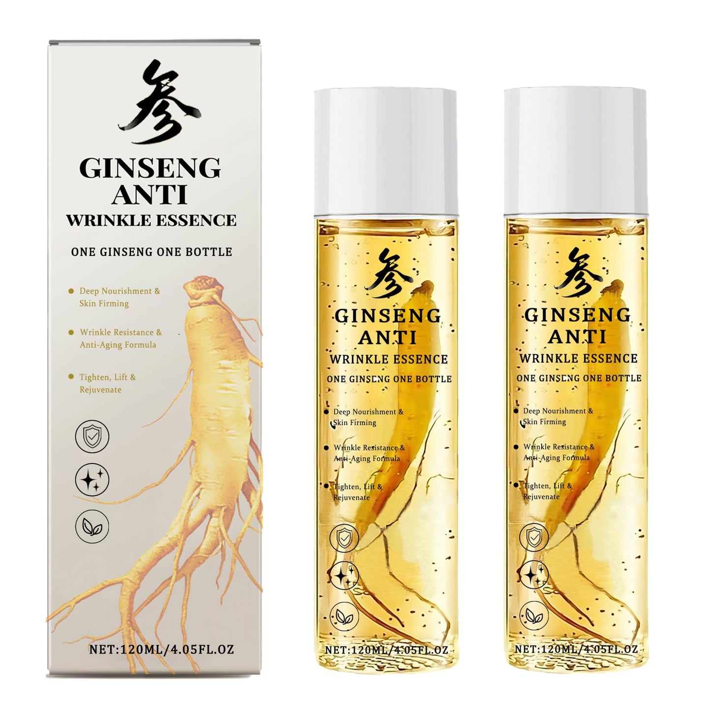 Ginseng Essence Anti-Wrinkle Serum Hydrating & Firming Face Oil with Ginseng Root Extract Korean Herbal Ginseng Supplement for Smoother Skin