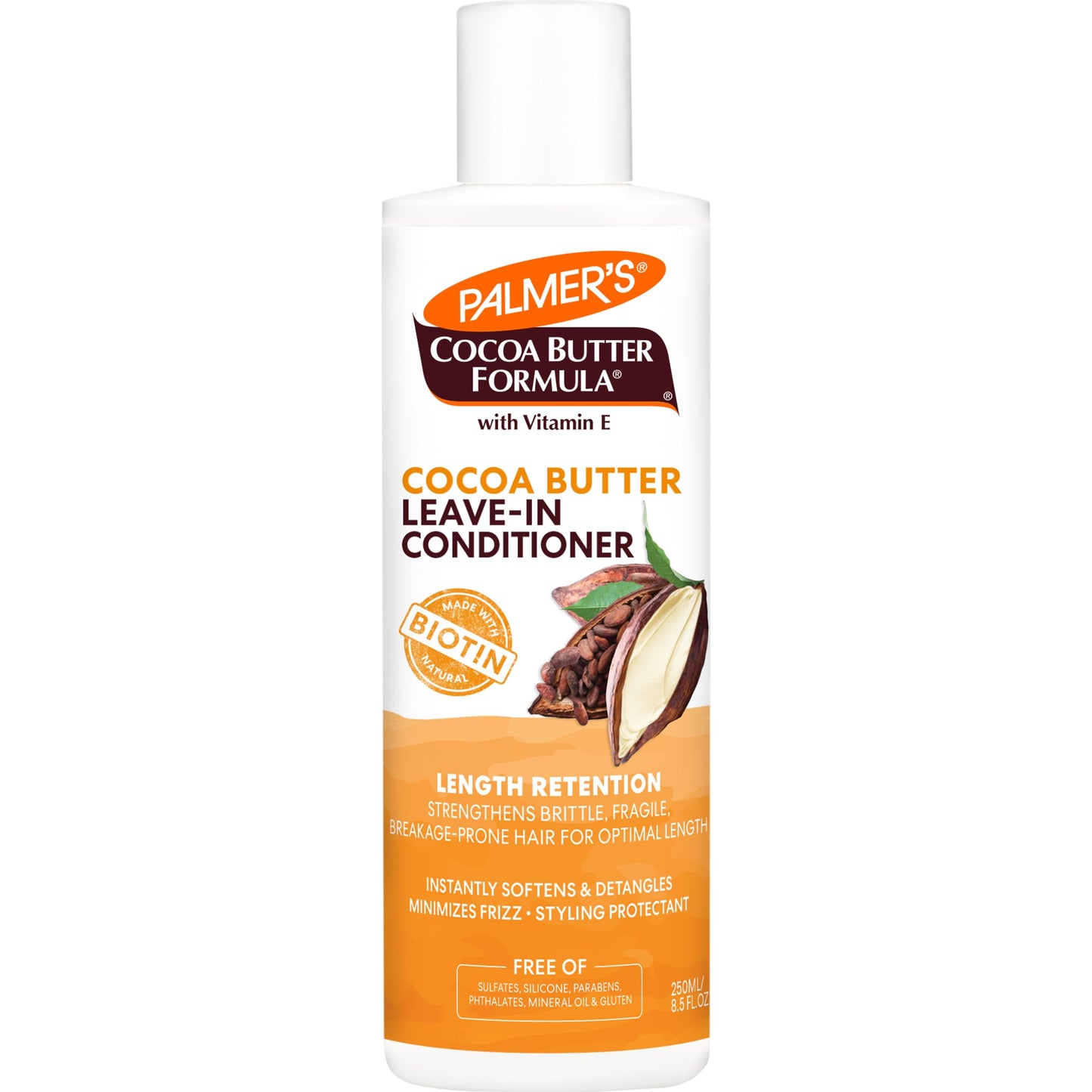 PALMER'S Cocoa Butter & Biotin Length Retention Leave-In Conditioner, Instant Detangler, Soften and Strengthen Textured and Curly Hair, 8.5 Ounce
