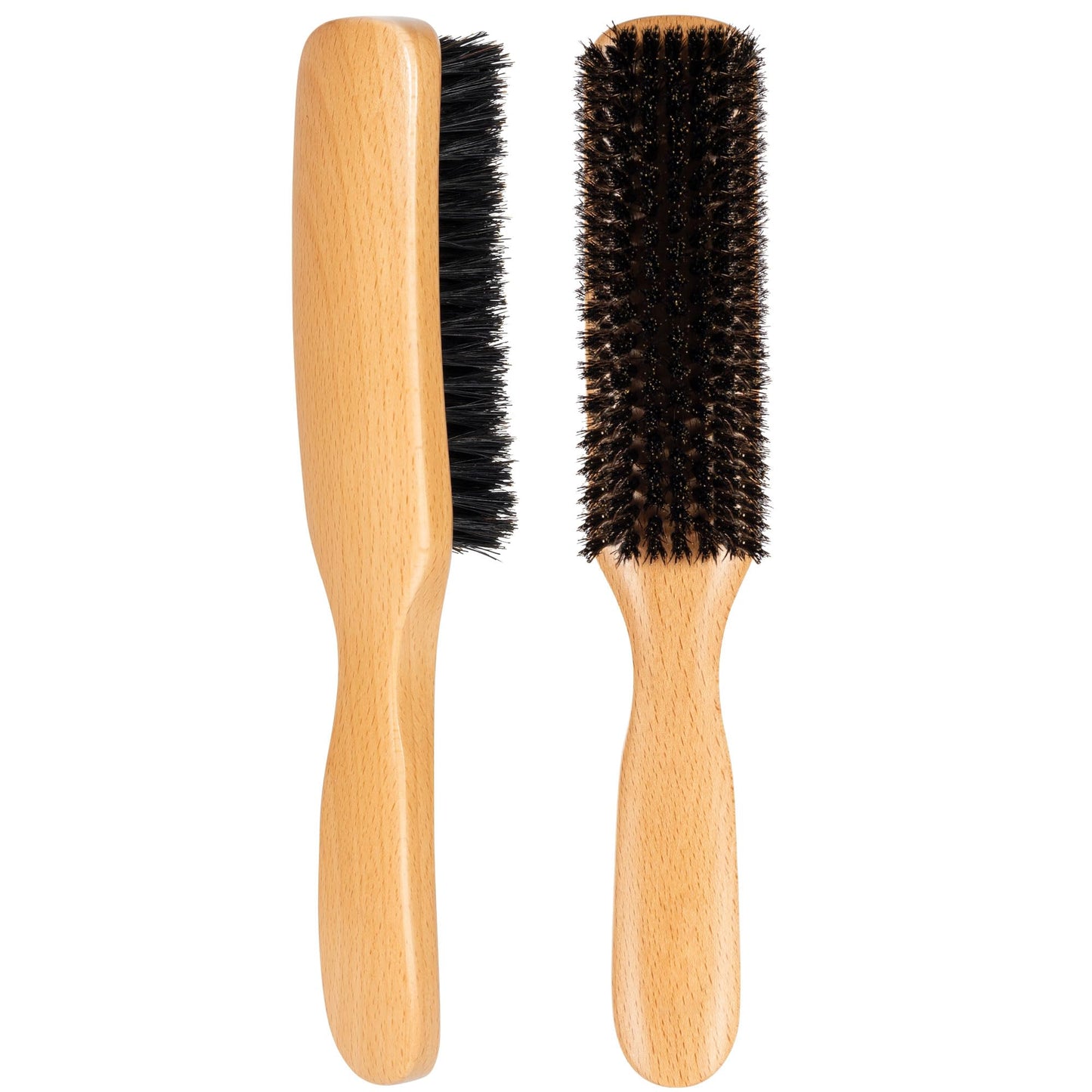 Slick Back Hair Brush for Women Men Kid, Natural Soft/Medium Boar Bristle Hair Brush for Thin & Fine Hair, Smoothing Hairbrush for Polishing, Deepening & Styling