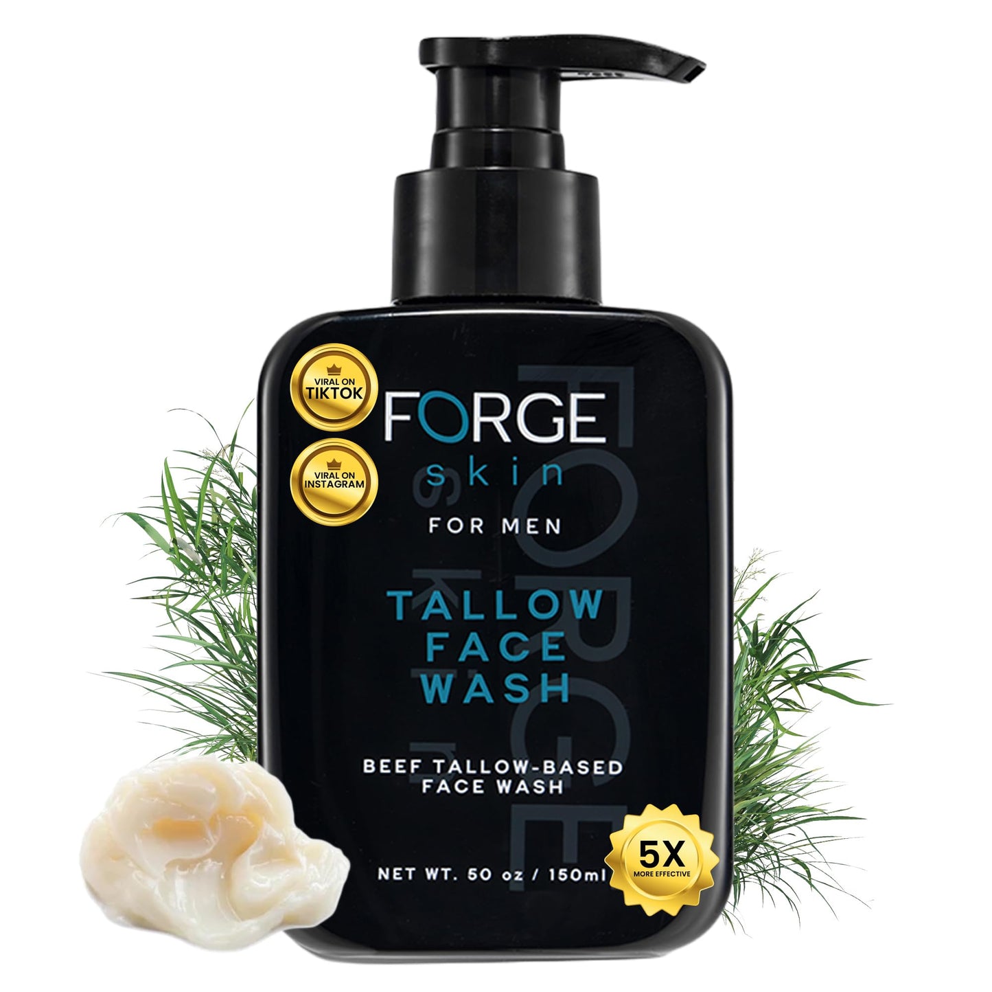 Original Forge Skin Beef Tallow for Skin Face Wash | Grass Fed Beef Tallow Hydrating Facial Cleanser Skincare | Mens Skin Care Tallow Face Moisturizer Soap | Beef Tallow for Face Exfoliating Face Wash