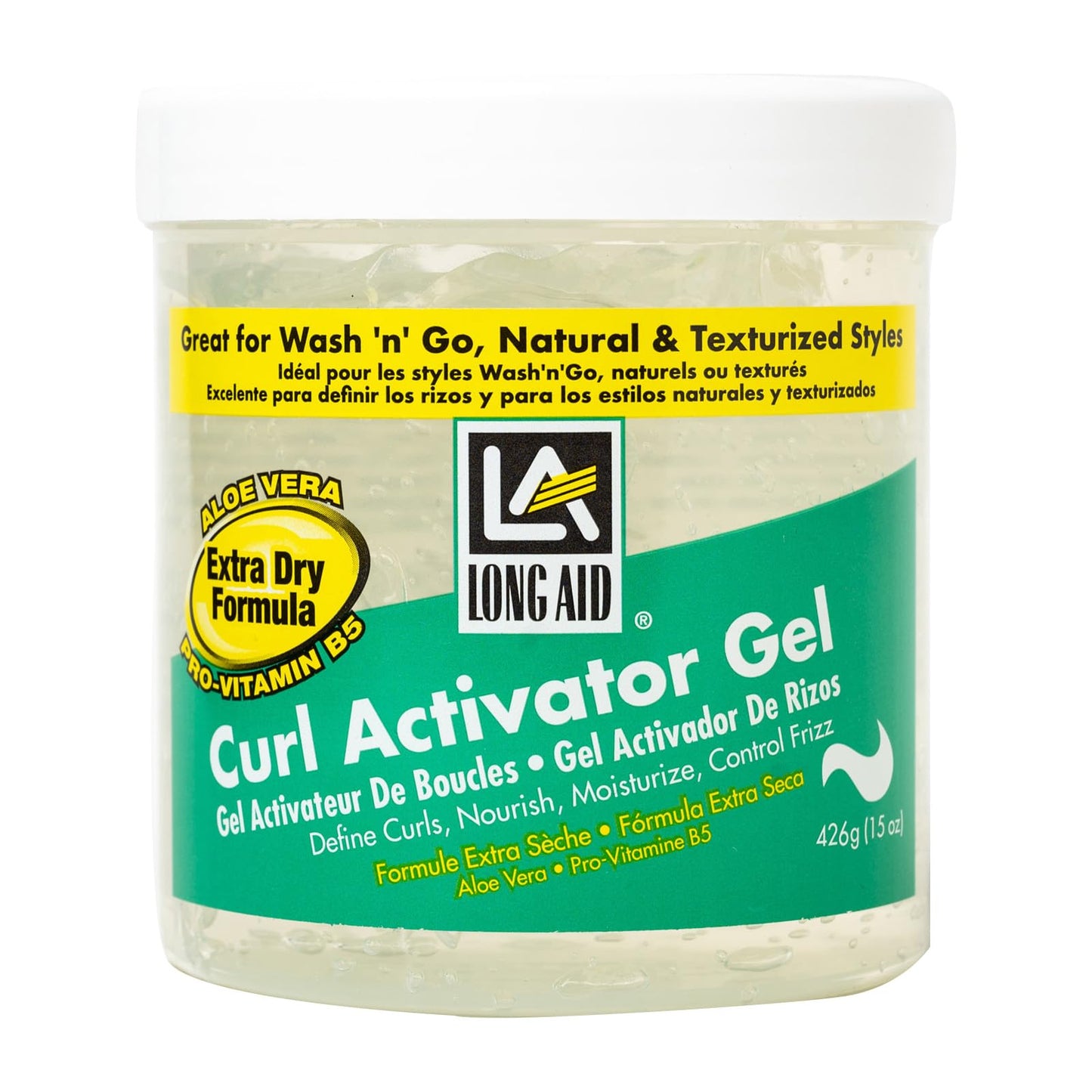 AMPRO Long-Aid Activator Gel - Enriched with Aloe Vera, Protein, and Vitamin B Complex - Brings Essential Moisture to Strands - Defines Your Natural Curls - Extra Dry - 15 oz