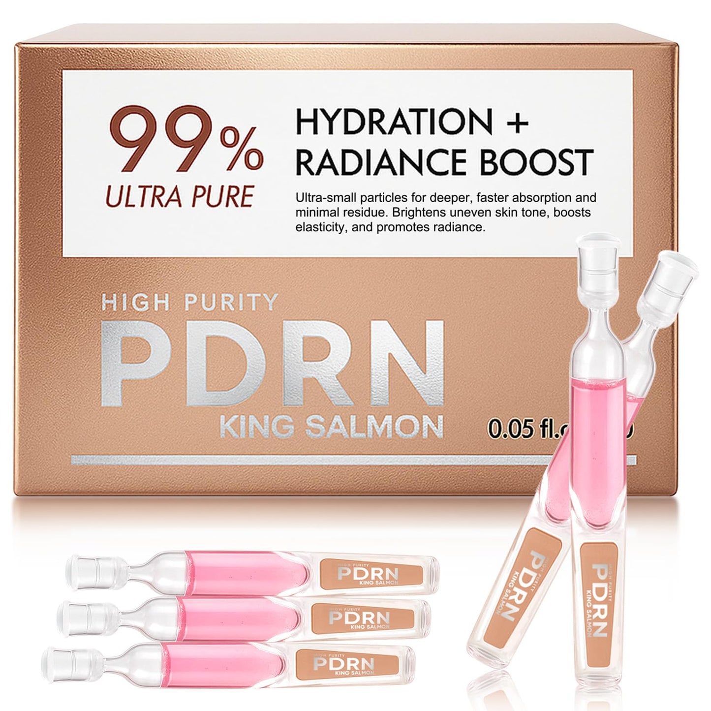 Salmon DNA Serum,Salmon DNA Pink One Day Serum,| 99% Salmon DNA Pdrn Intensive Ampoule, Collagen, Glutathione, Hyaluronic Acid - Improves Skin Radiance | Korean Skincare