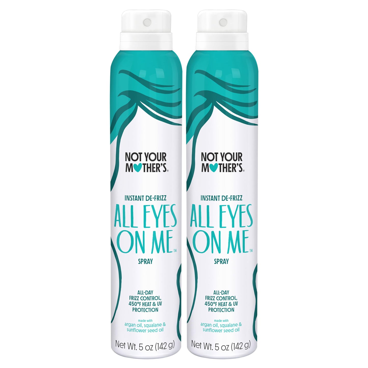 Not Your Mother's All Eyes On Me Instant De-Frizz Spray (2-Pack) - 5 oz Each - Frizz Control and Heat Protection Spray - Adds Shine, UV Defense, and Moisture