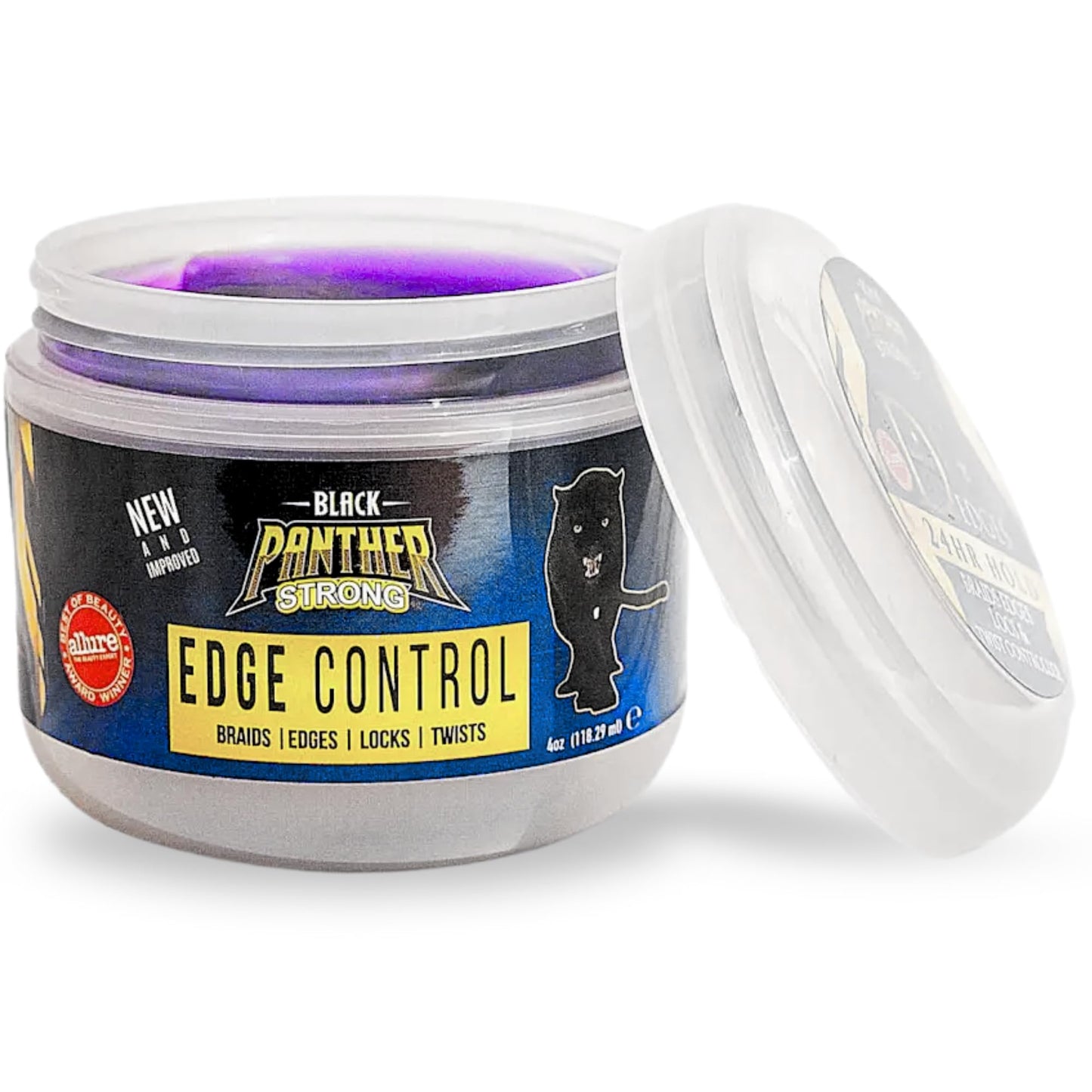 Black Panther Extra Hold Edge Control & Braiding Gel Natural Instant Edge Control for Black Hair, 4C Gel for Women & Men. 4 oz, Purple