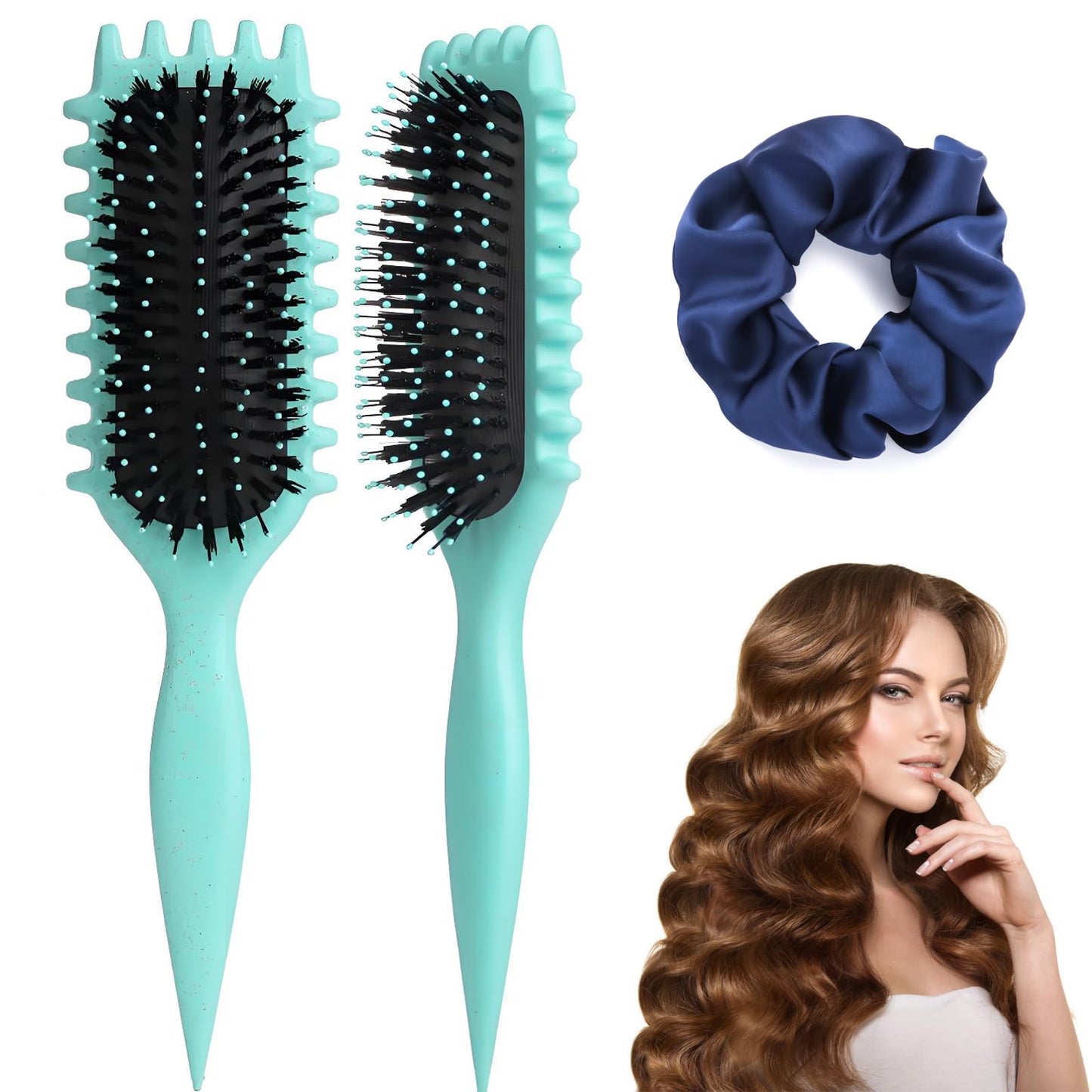 Curly Hair Brush, 2025 Curly Hair Products Curl Defining Brush, Bounce Defining Hair Shaping for Women Men,Green