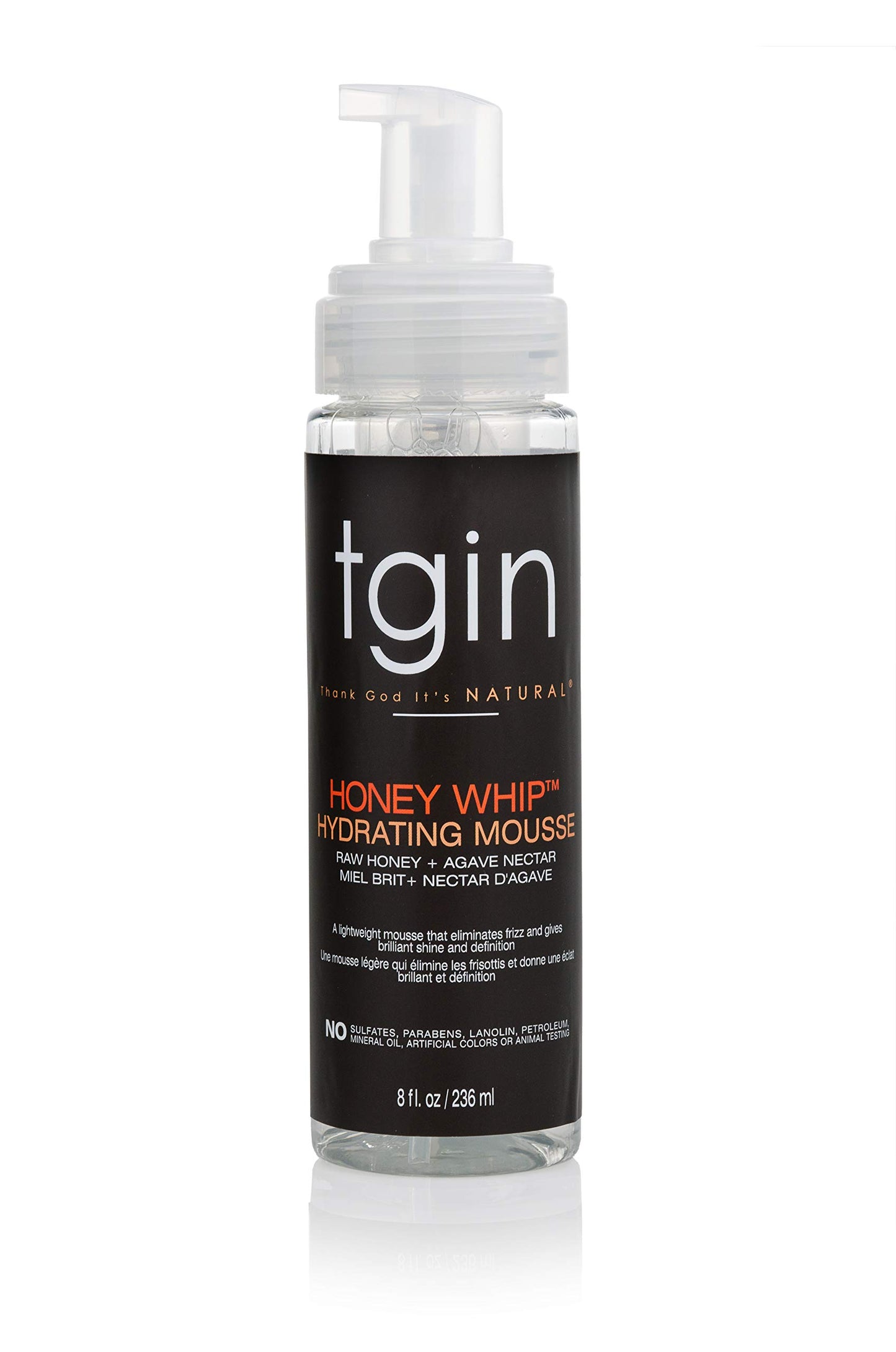 tgin Honey Whip Hydrating Mousse for Natural, Dry, Curly, and Damaged Hair - 8 Oz