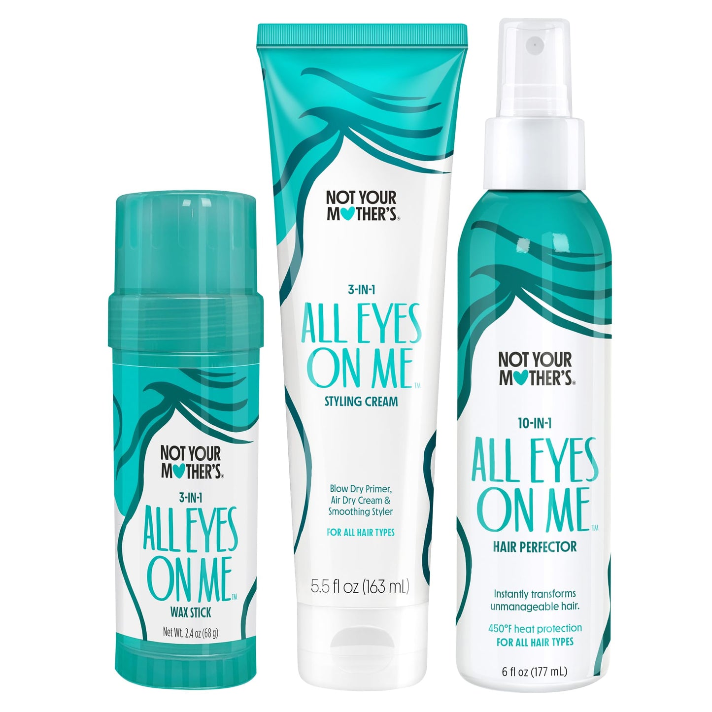 Not Your Mother's All Eyes On Me 10-In-1 Hair Perfector & 3-In-1 Hair Wax Stick & Styling Cream (3-Pack) - Protectant & Styling Products for All Hair