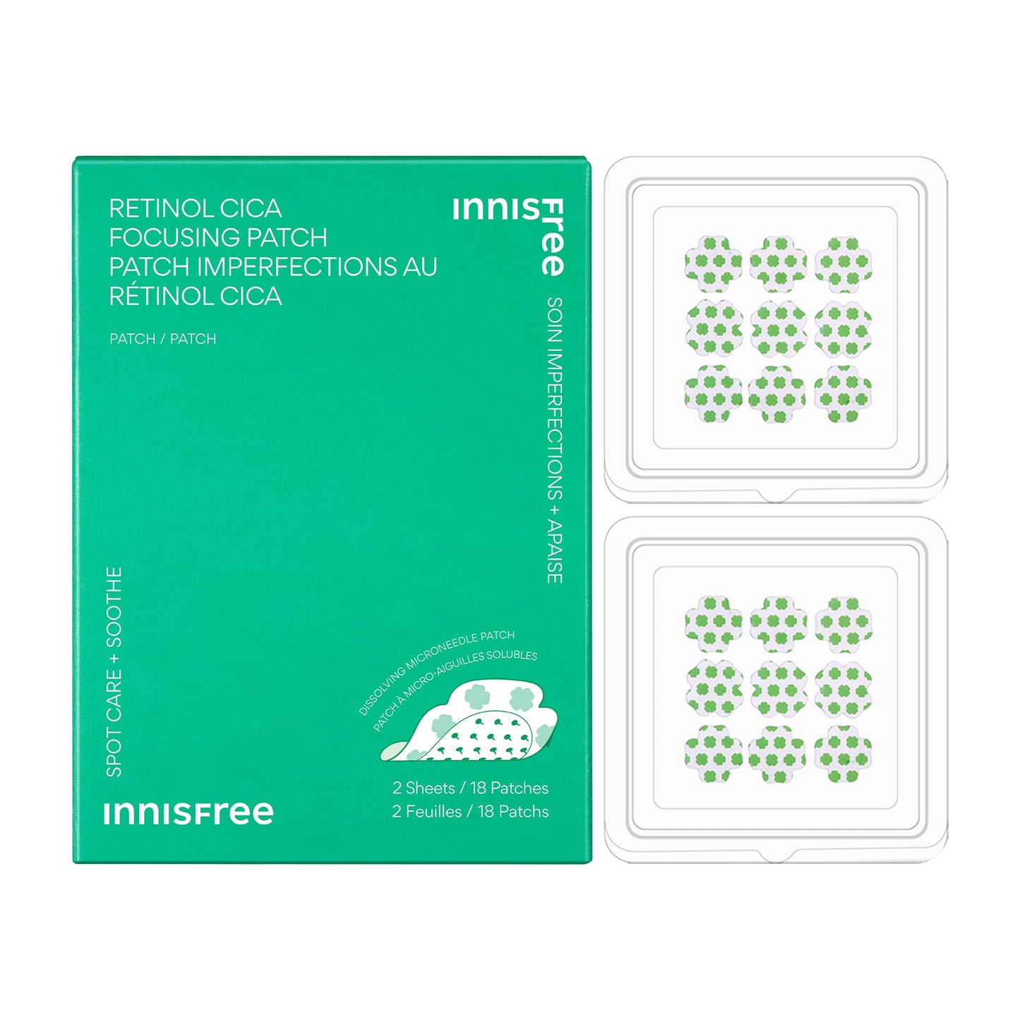 INNISFREE Retinol Cica Focusing Patch Korean Hydrocolloid Patches with Salicylic Acid and Hyaluronic Acid for Acne Spots and Blemishes