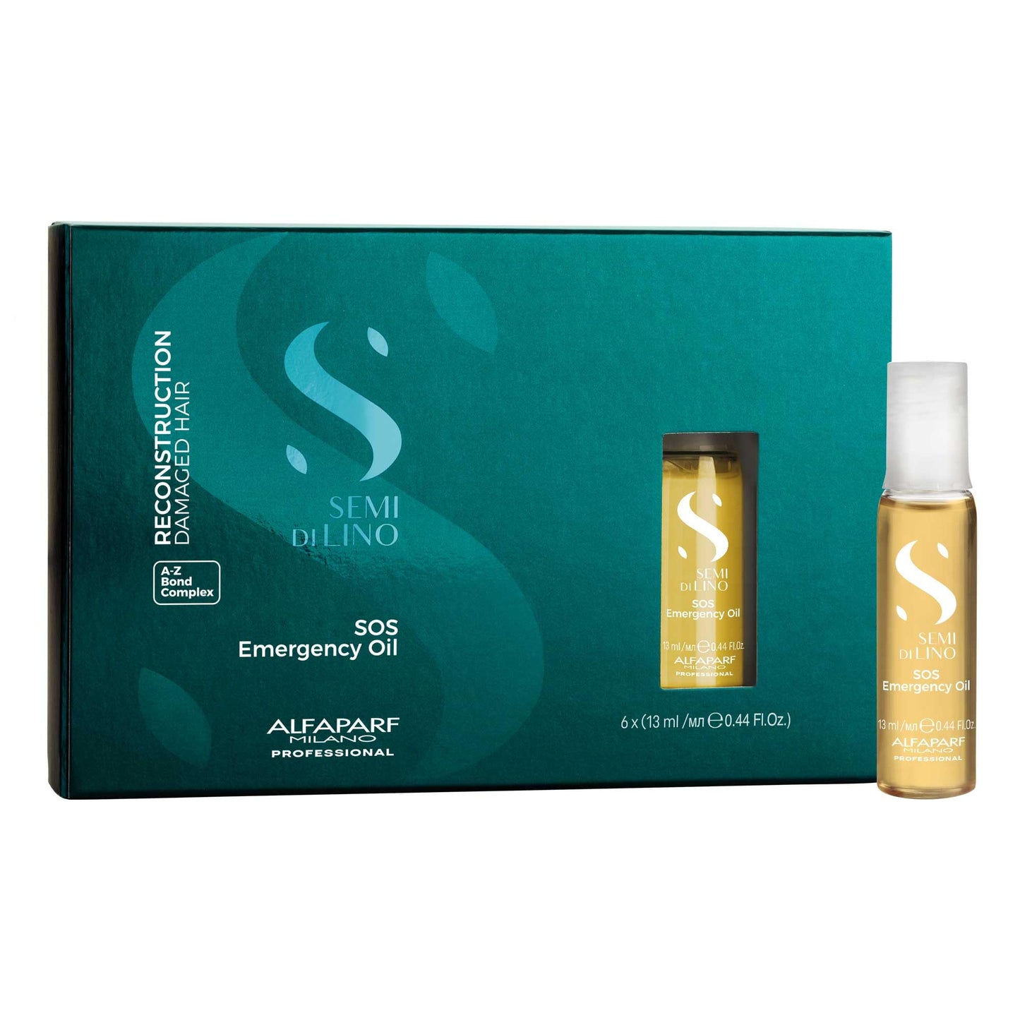 ALFAPARF MILANO Semi di Lino Reconstruction Reparative SOS Emergency Oil - Hair Breakage Treatment for Strengthening, Smoothing & Repairing Damaged Hair - Hydrating Hair Oil - Vegan (6 Vials/2.64 oz)