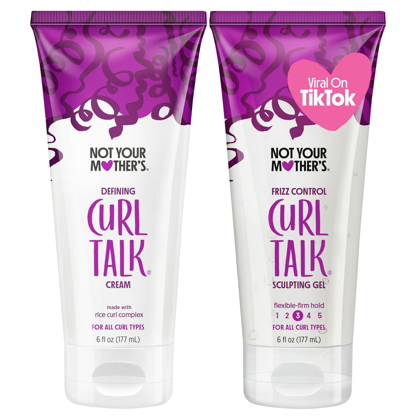 Not Your Mother's Curl Talk Frizz Control Sculpting Gel & Defining Cream (2-Pack) - 6 fl oz Each - Tames Hair Frizz & Maximizes Definition For All Curly Hair Types