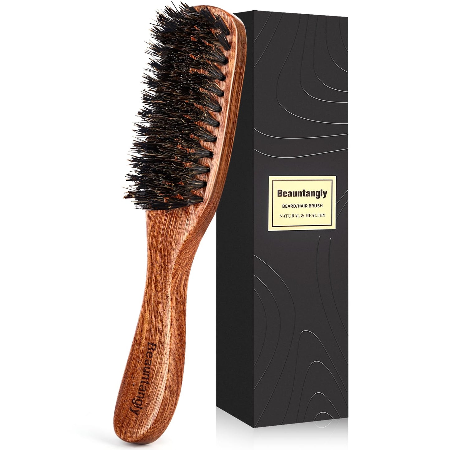 Hair Brush for Men, 100% Boar Bristle Hair Brush for Men Women's Hair Smoothing, Styling, Detangling, Moisturizing, Adding Shine, Improving Blood Circulation, Promoting Hair Growth
