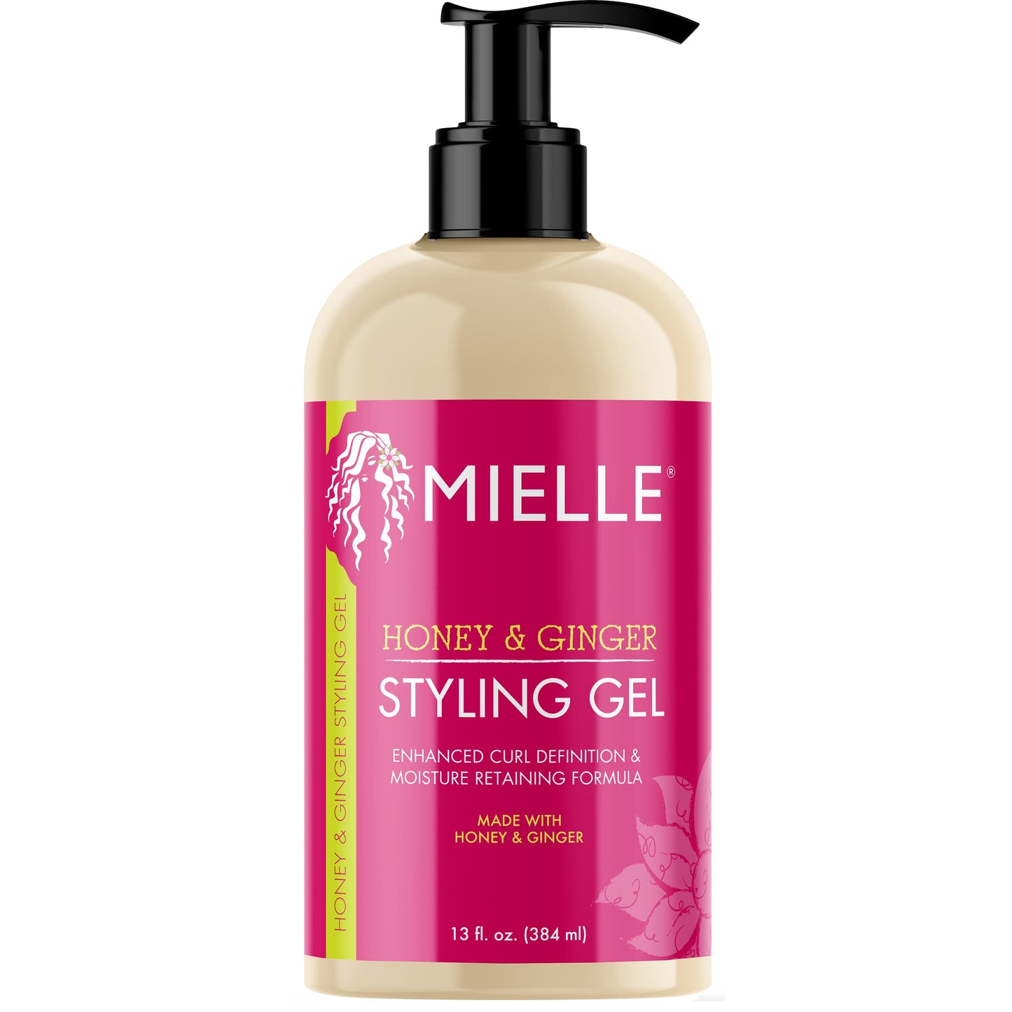 Mielle Organics Honey & Ginger Hair Gel - Styling Gel for Enhanced Curl Definition and Frizz Reduction - Enriched with Aloe & Babassu Oil to Nourish Dry, Curly or Frizzy Hair (13 Fl Oz)
