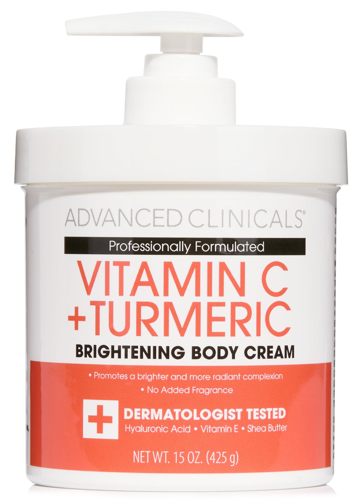 Advanced Clinicals Vitamin C Cream Dry Skin Rescue Skin Care Face & Body Cream Infused W/Turmeric, Vitamin E, & Shea Butter. Firming & Brightening Anti Aging Moisturizer, 15 Fl Oz