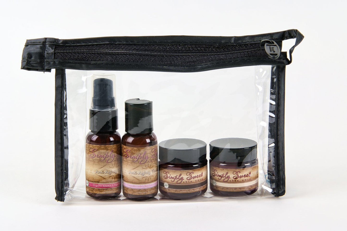 ANTI AGING KIT (1oz SET with BAG) Cleanser Toner Moisturizer Vitamin C Skin Care Facial Fine Lines Wrinkle Reducer Cell Pores Organic Vegan Face Firming Lotion