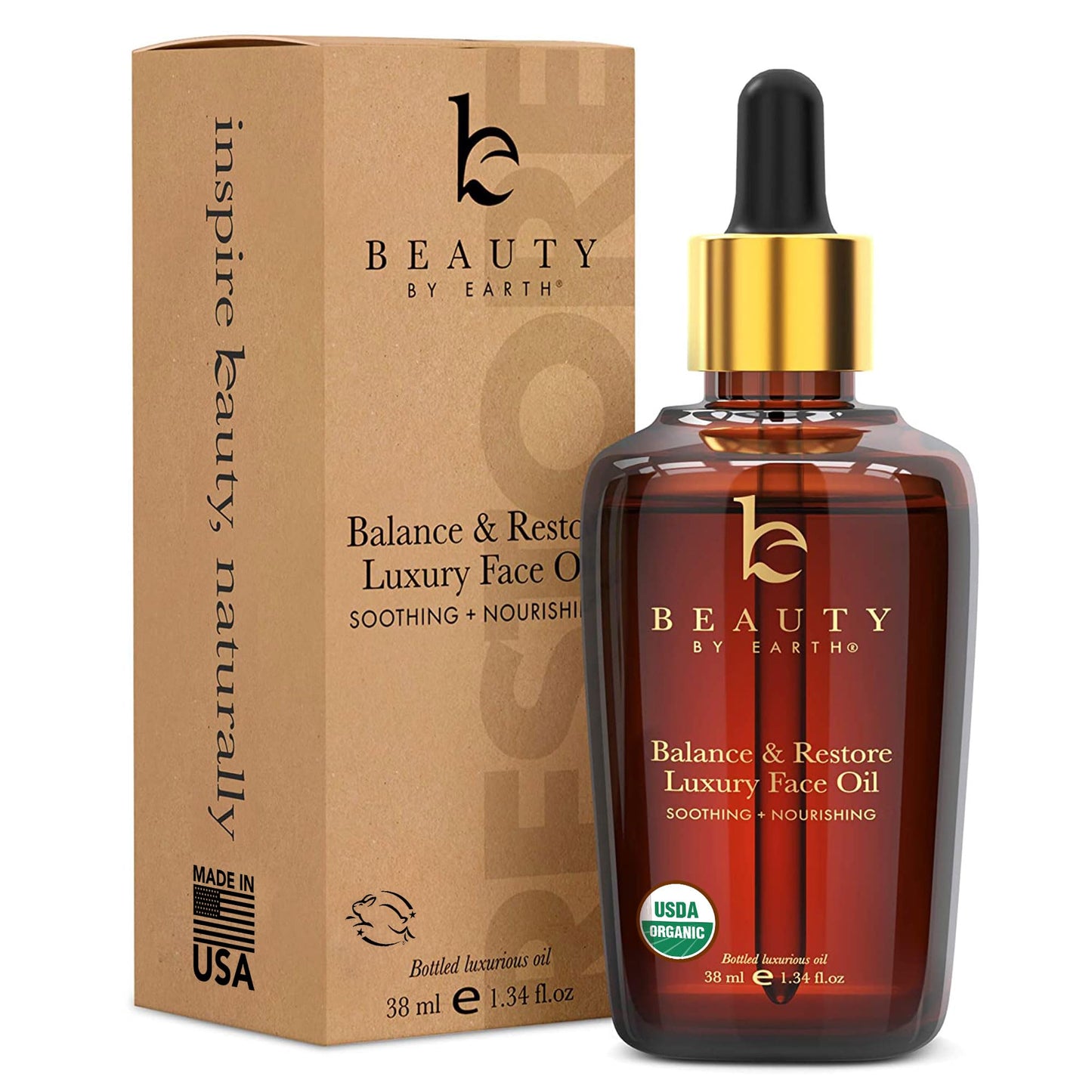 USDA Organic Face Oil - USA Made with Natural Ingredients, Anti Aging Formula for Acne-Prone & Oily Skin, Facial Oil with Vitamin E, Rosehip, Argan & Jojoba Oils for Sensitive Skin, Eczema & Rosacea