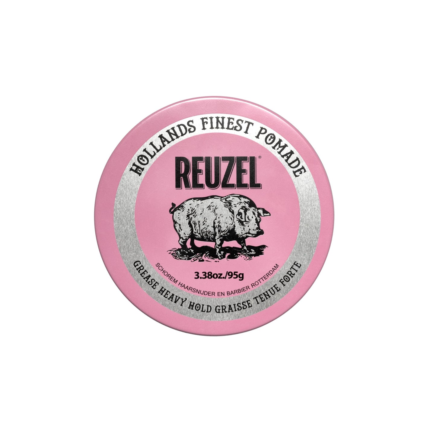 REUZEL Pink Grease Pomade, Strong All Day Hold, Oil-Based Styling Wax, Medium Shine and Flake Free, Easy To Wash Out, For All Hair Types, 1.3 oz
