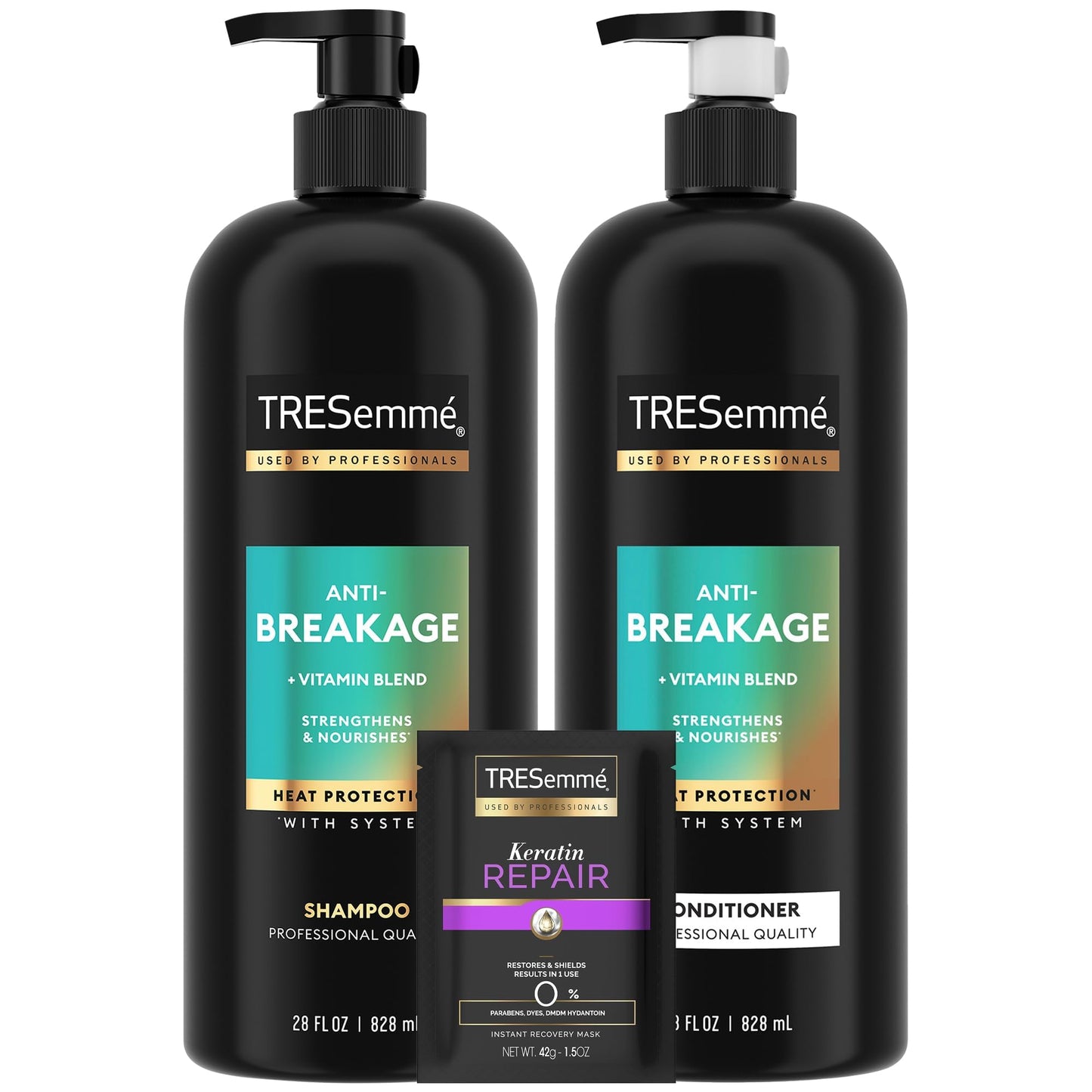 TRESEMME Shampoo & Conditioner, Anti-Breakage + Keratin Mask Strengthening Products for Dry, Damaged Hair