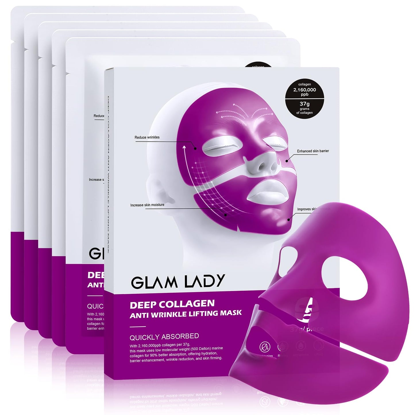 Bio-Collagen Face Mask Korean Skincare Hydrating Anti Wrinkle Lifting Overnight Real Deep Mask with Niacinamide and Hyaluronic Acid