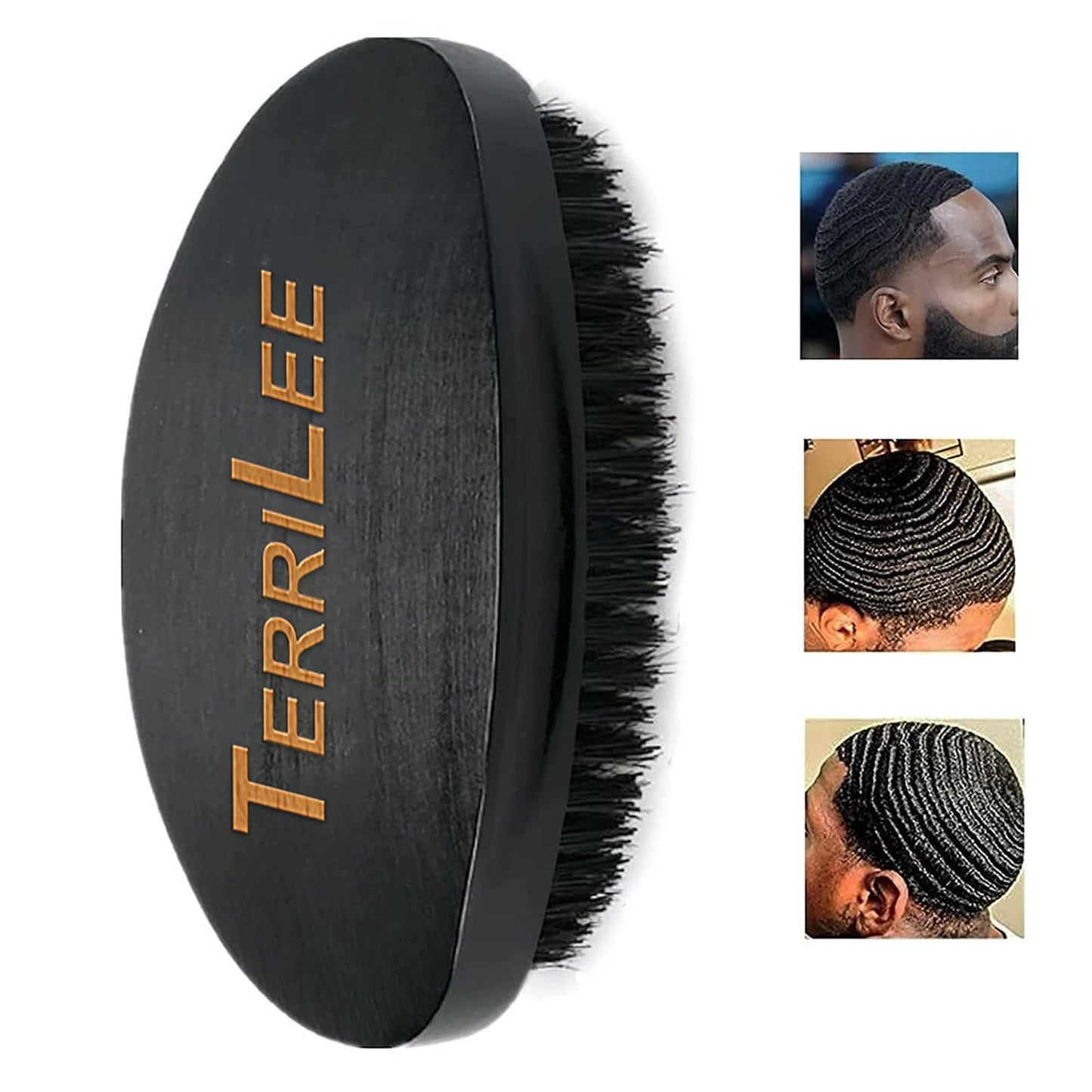 Premium Beech and Black Mix Bristle Wave Brush - Curved Medium Hard Brush for Men's Hair Styling