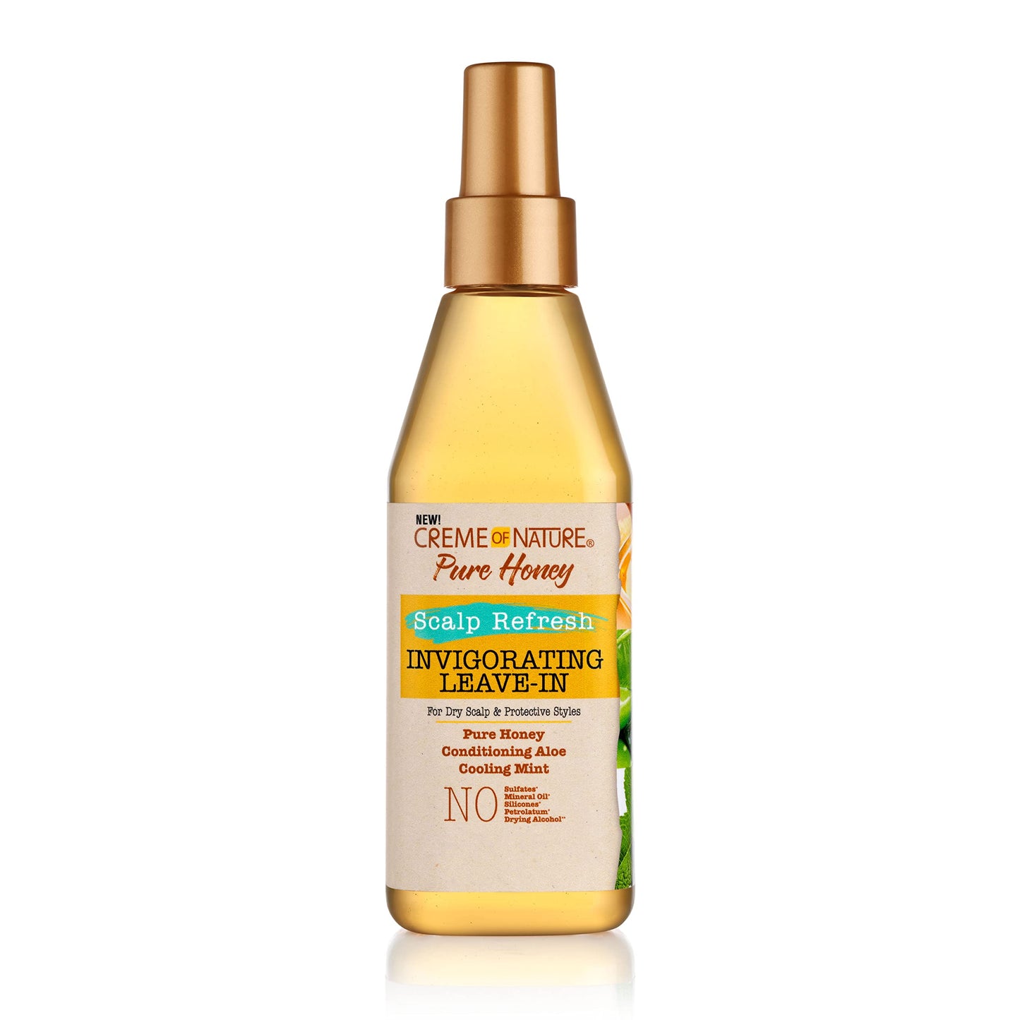 CREAM OF NATURE Pure Honey Scalp Refresh Leave-In Conditioner, With Aloe Vera, Peppermint & Honey, Detangles & Moisturizes Hair & Scalp, Ideal for Braids, 8 oz