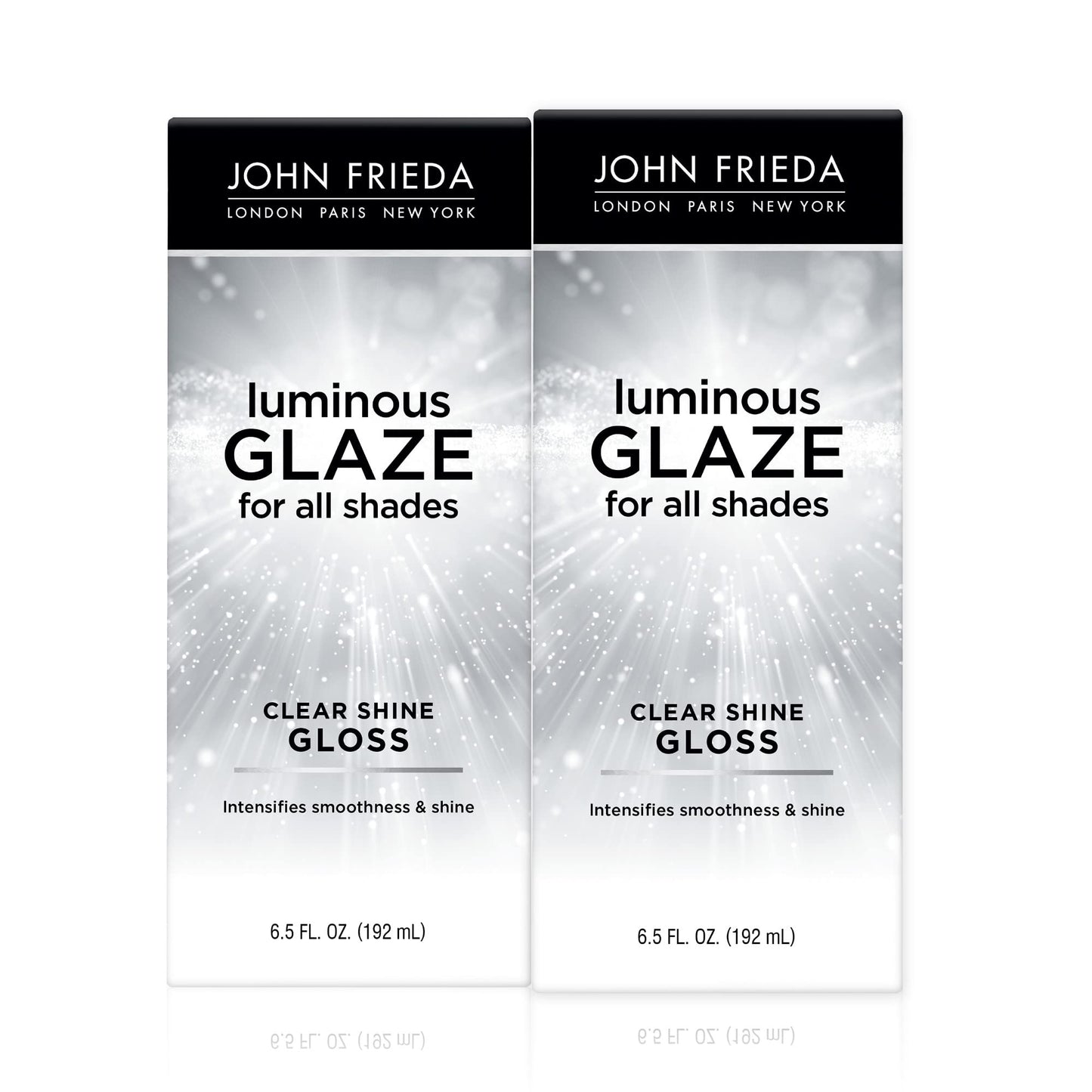 JOHN FRIEDA Luminous Glaze Clear Shine Hair Gloss, Enhances Color and Adds Gloss for a Reflective Sheen on Color-Treated or Natural Hair, 6.5 Oz, Pack of 2