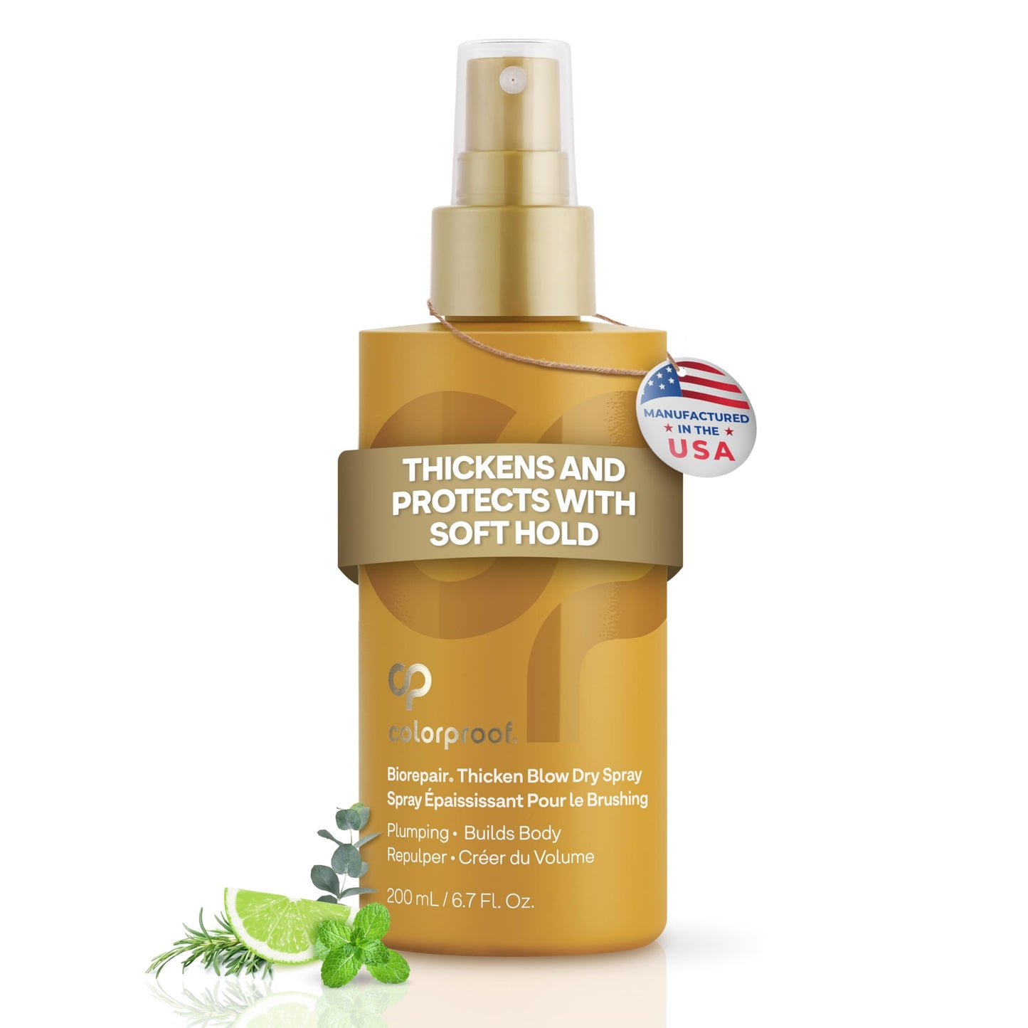 ColorProof Biorepair Thicken Blow Dry Spray 6.7 Fl. Oz. Volumizing Hair Prep Spray for Fine, Thinning Hair w/Fresh Lime, Eucalyptus, Mint Leaf & Rosemary Scent, Color & Heat Protection