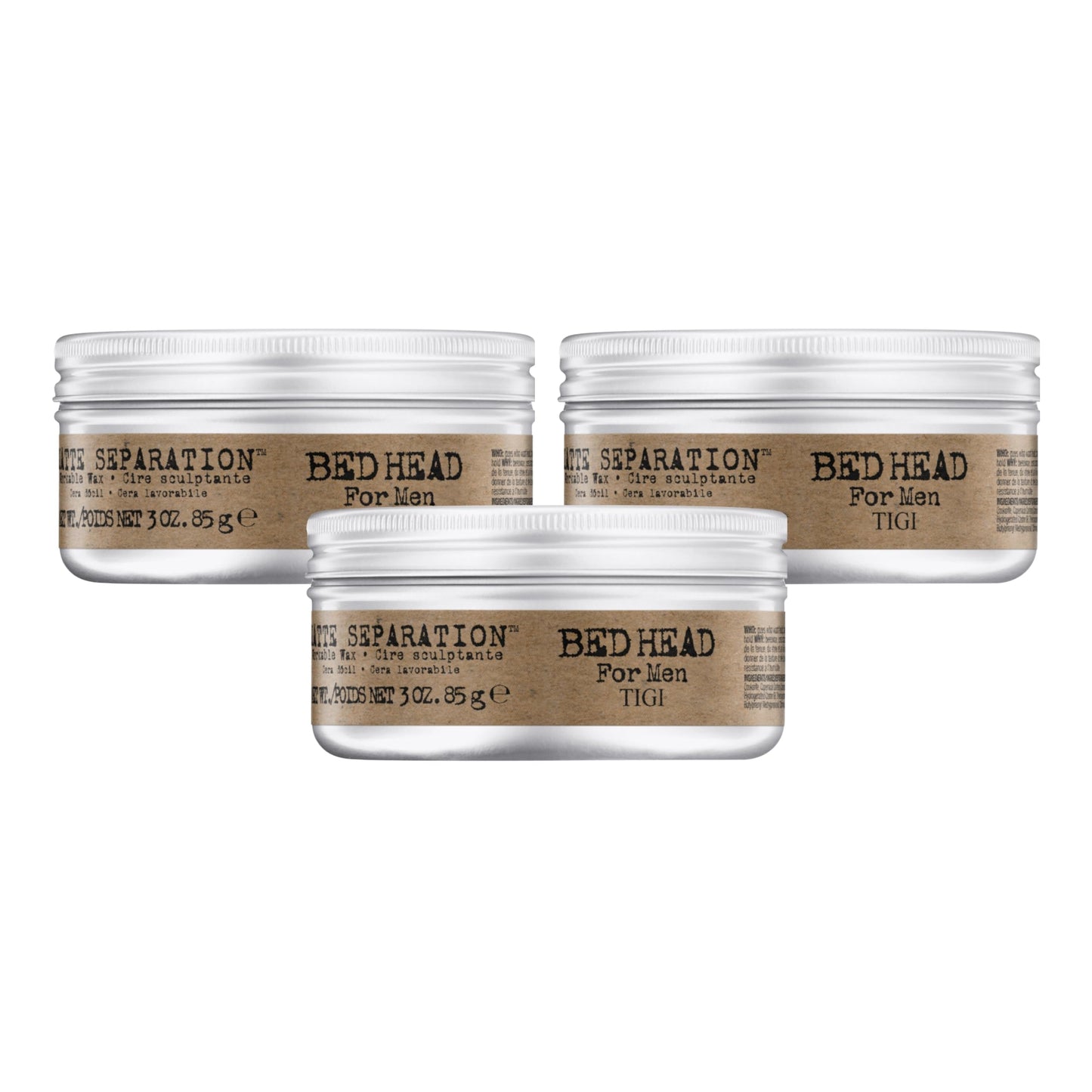 TIGI Bed Head for Men Matte Separation Workable Wax - Use for Strong Hold - For Men's Hairstyles - Use on Damp or Dry Hair - Premium Strong Hold Hair Wax - 3 oz (3 Pack)