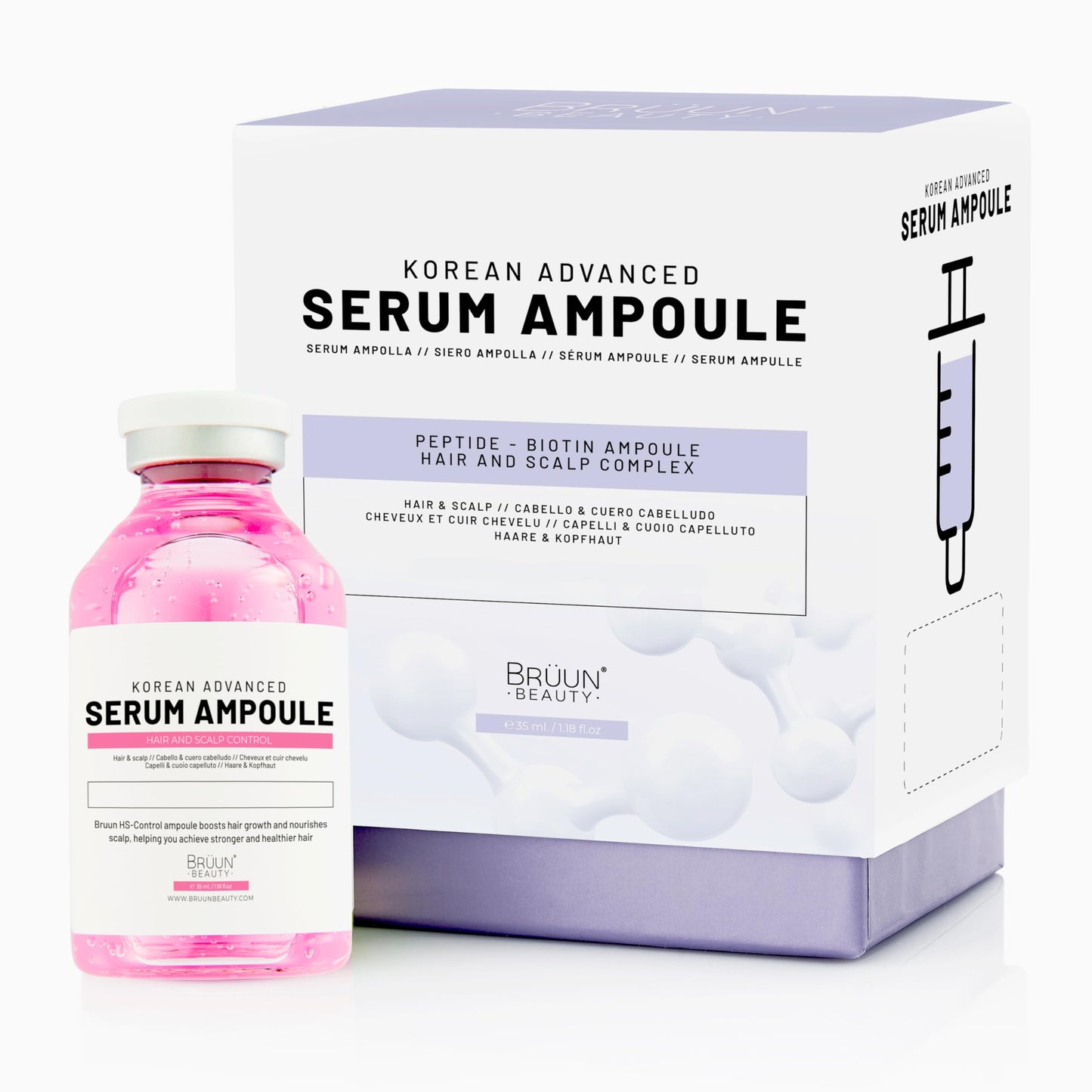BR†UN HS - Control Hair and Scalp Ampoule Serum Korean Serum Booster For Hair Growth Use without Derma Pen Skin Care Serum 1.18 fl.oz