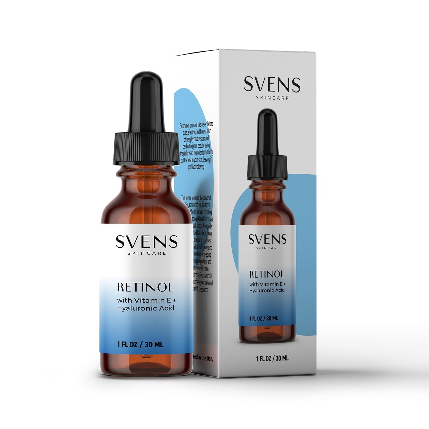 Retinol Serum for Face and Skin with Hyaluronic Acid, Vitamin E Anti-Aging Facial Serum Made to Improve Fine Lines, Wrinkles, and Skin Tone, 1 fl oz