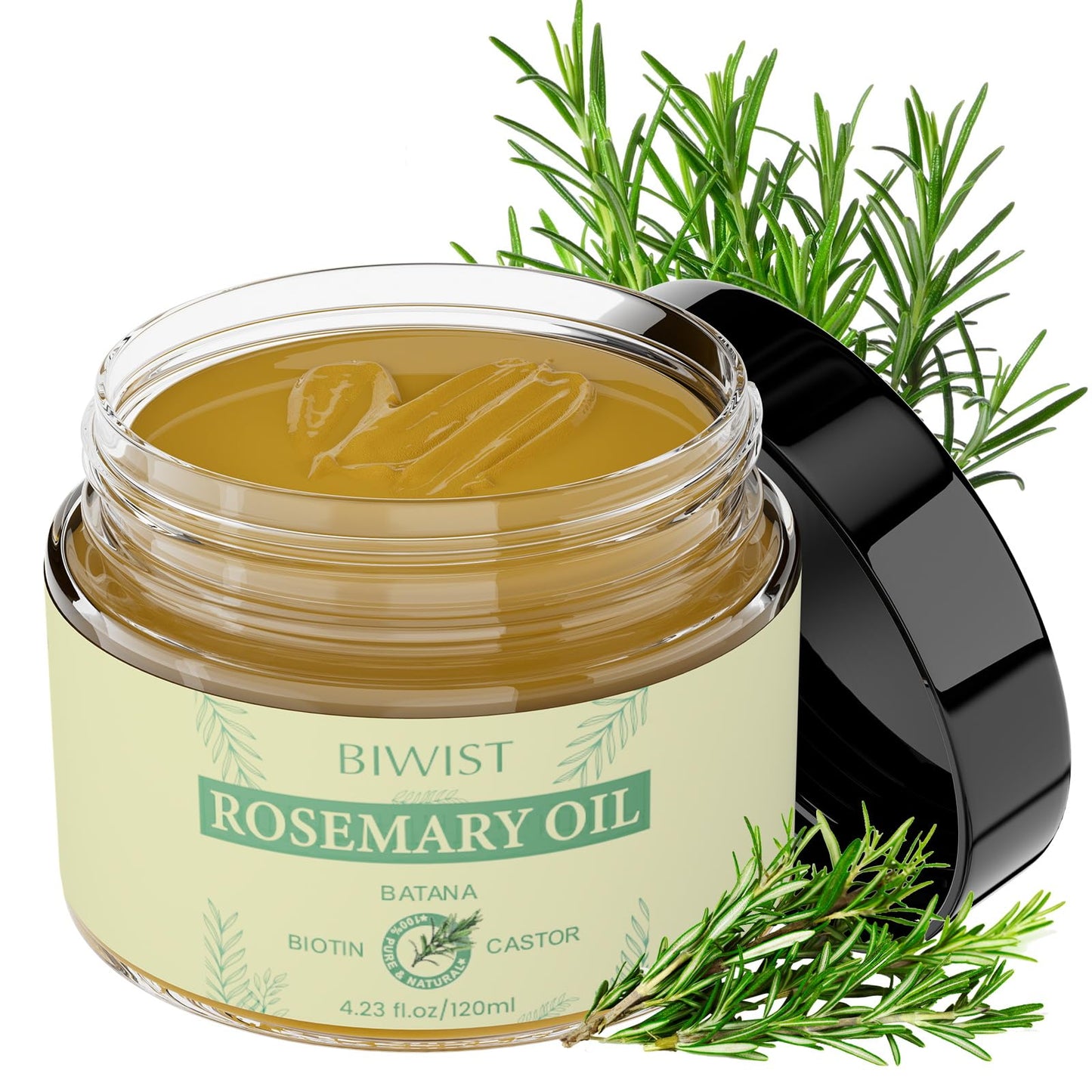 Rosemary Oil for Hair Growth,Organic Rosemary Hair Oil for Thin Hair Eyebrows Beard,100% Natural Rosemary Ointment With Batana for Skin Care Body Massage,Men And Women(4.23 Floz/120g)