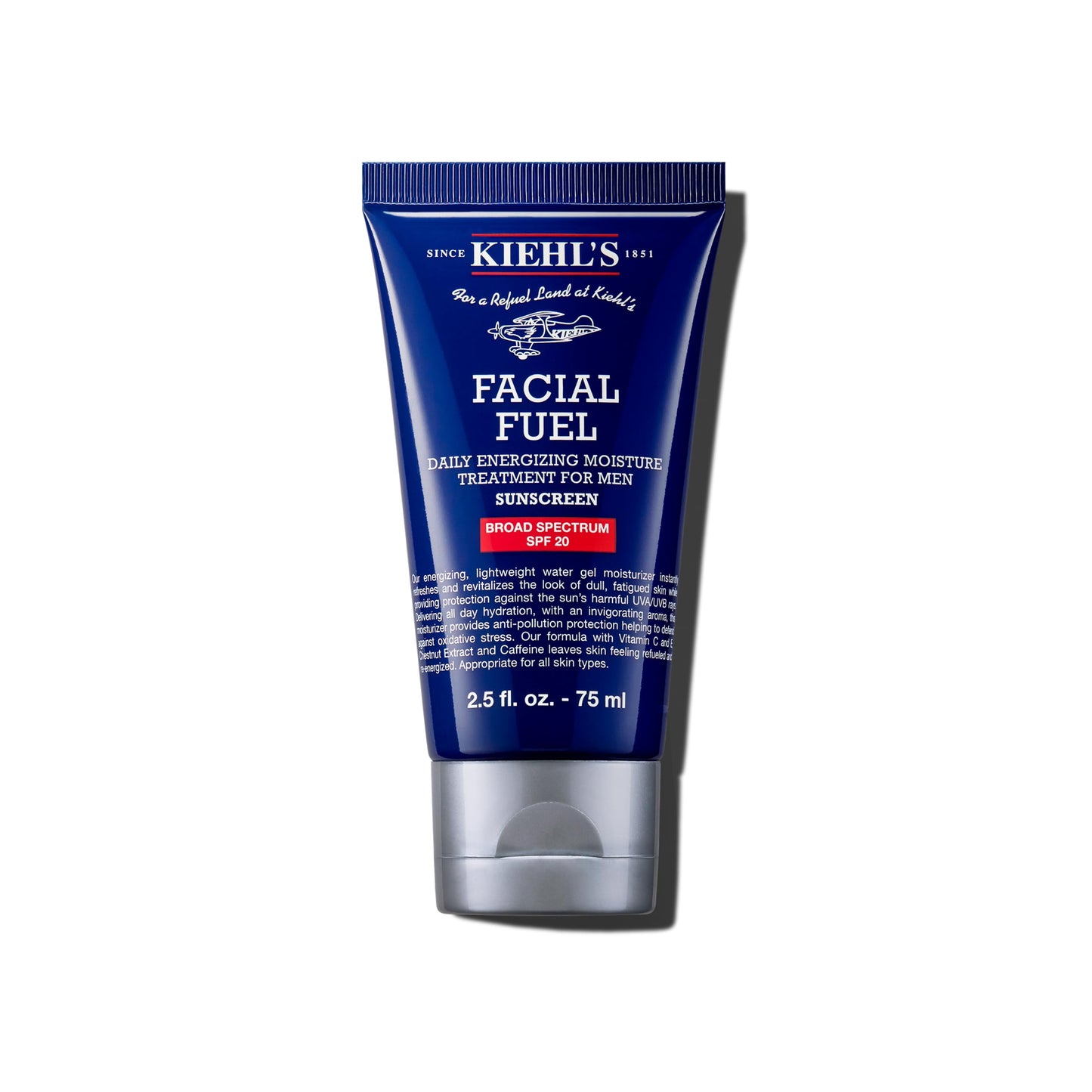 Kiehl's Facial Fuel Moisturizer with SPF 20 for Men, Energizing Face Moisturizer for Dull Skin, Non-Greasy Feel, Hydrating Lotion and Broad Spectrum Sunscreen, with Caffeine, Vitamin C & Vitamin E