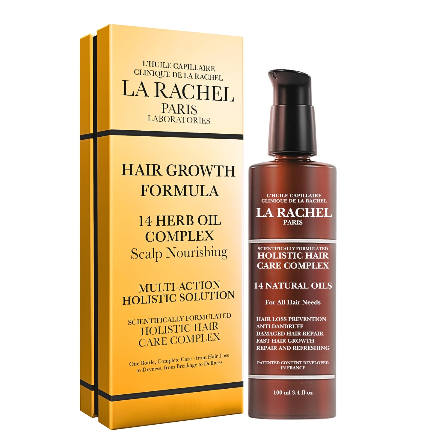 LA RACHEL 14-in-1 Hair Care Oil for Growth & Strength | Scalp & Follicle Nourishing Oil | Restores Shine & Repairs Damaged Hair for Healthier, Stronger Locks Paris | 3.4 Fl oz