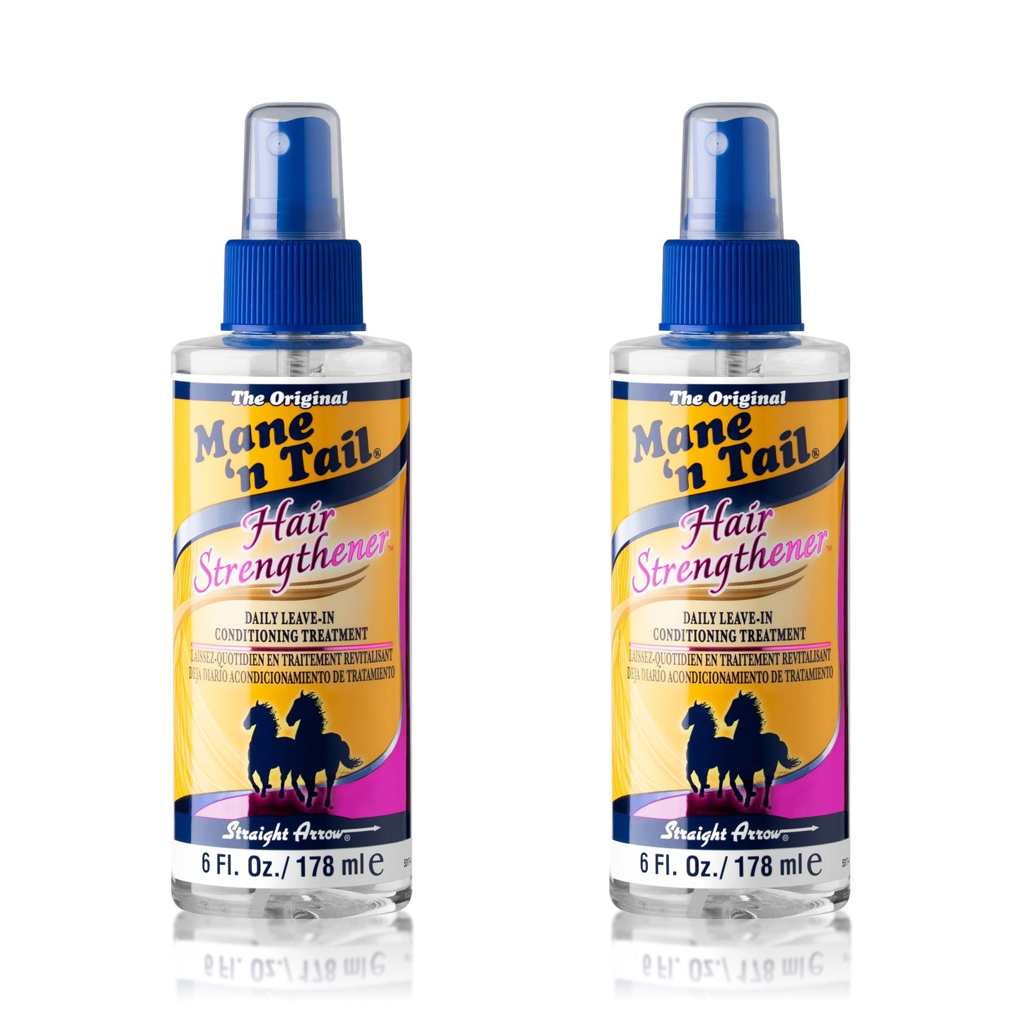 Mane 'n Tail Hair Strengthener 6oz 2 Pack Daily Leave-In Conditioning Spray for Stronger, Healthier Hair Fortifies, Nourishes & Protects from Heat & Styling Damage Alcohol-Free Formula