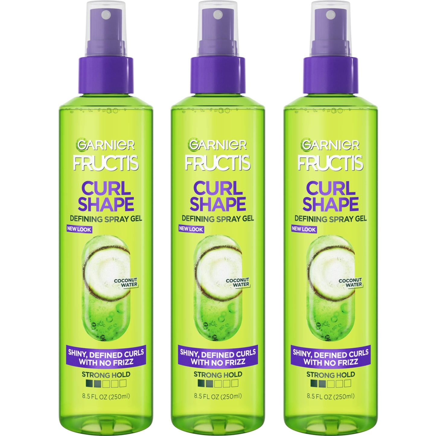 GARNIER Fructis Style Curl Shape Defining Spray Gel for No Frizz, 8.5 Fl Oz, 3 Count (Packaging May Vary)
