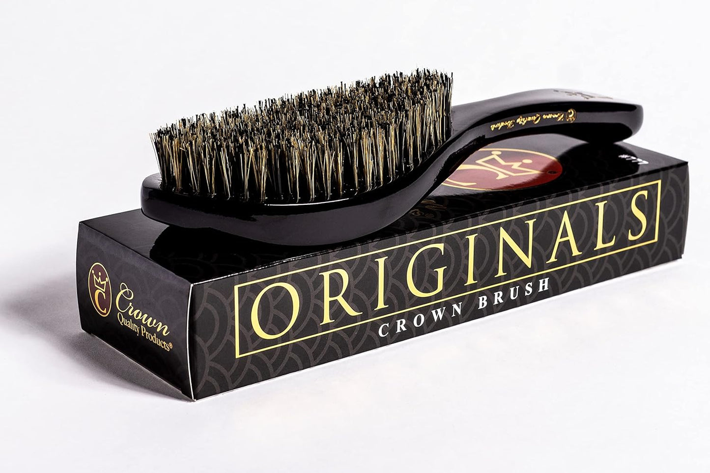 Crown Quality Products Original Contour 360 Wave Brush - MEDIUM (Onyx Black) Hairbrush