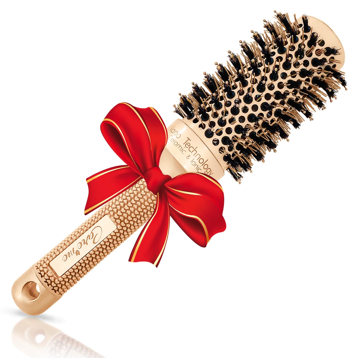 Salon Boar Blow-Dry Round Brush for Straightening, Styling, Curling Shoulder-Length Hair, Medium Ceramic Vented Roller (1.7" Barrel, 2.8" with Bristles)