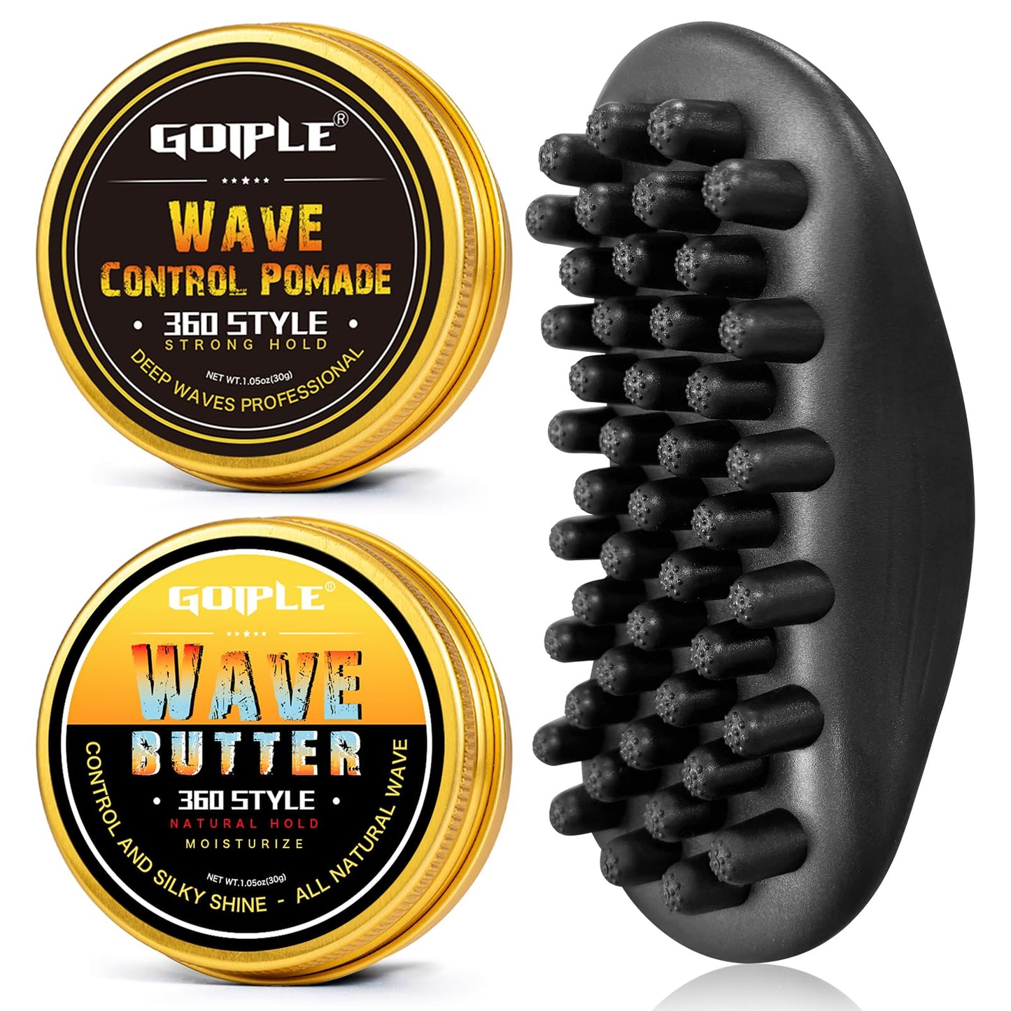 Wave Pomade Hair Twist Sponge Brush Twist Styler for Black Men, Washable Afro Curl Sponge Racket for Barbers & Daily Use, Ideal for Curly, Rubber Large Tooth Brush Hair Pomade Styling Set