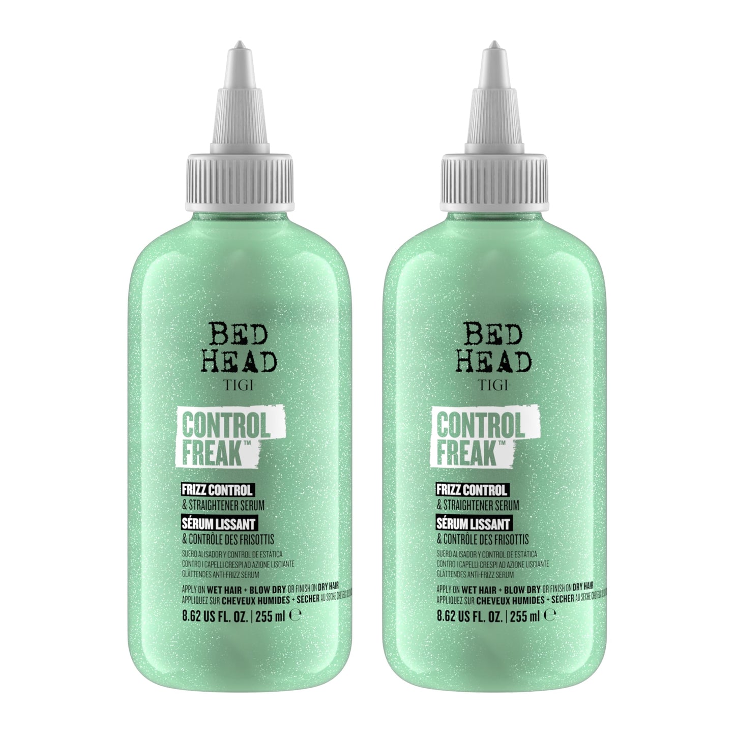 TIGI Bed Head Control Freak Frizz Control & Straightening Serum - Use for Anti-Frizz & Smoothing - For Frizzy, Curly & Coarse Hair - Use on Damp & Dry Hair - Fly Away Hair Tamer - 8.62 oz (2 Pack)