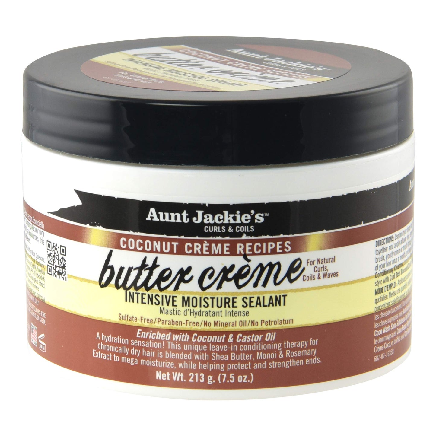 AUNT JACKIE'S Cr�me Recipes Butter Cr�me, Intensive Hair Moisture Sealant, Lightweight Leave-in Moisture Treatment, Coconut, 7.5 Ounce