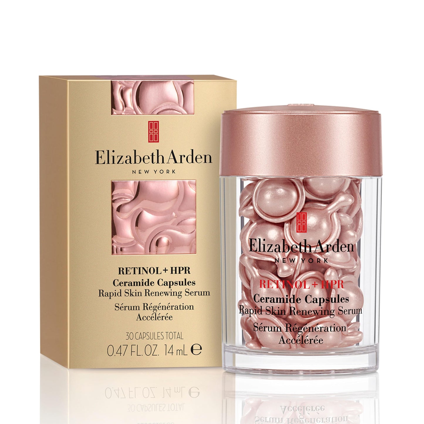 Elizabeth Arden Retinol + HPR Ceramide Rapid Skin Renewing Anti-Aging Face Serum Capsules, Fine Lines & Wrinkles Treatment with Peptides, Vitamin E, & Niacinamide