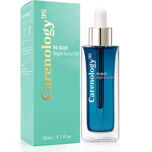 100% Pure Blue Tansy Korean Skincare Carenology Essential Facial Oil Overnight facial Repair for Acne Spot and Scar Treatment, Non-Greasy, DERMAtologist Recommended for All Skin Types