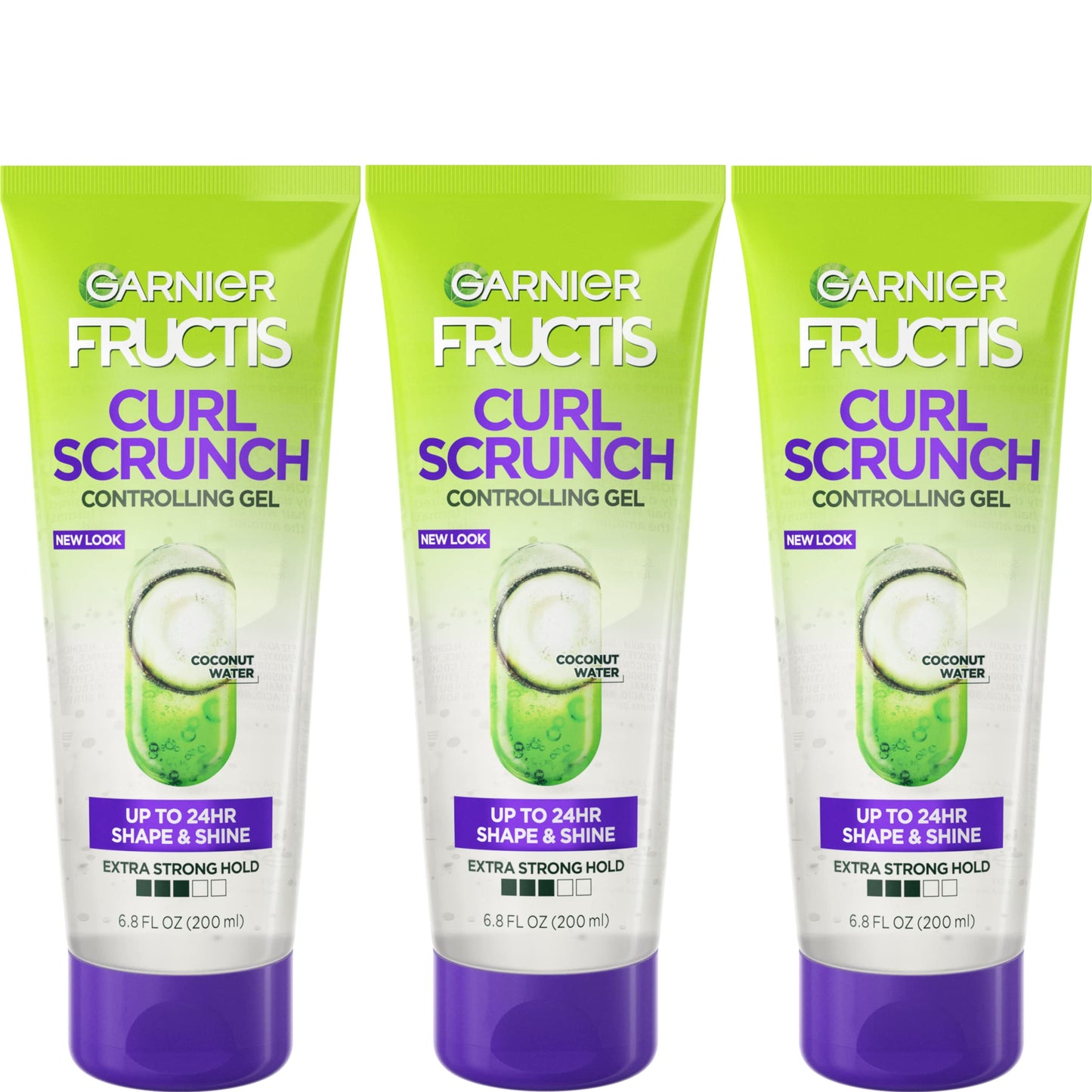 GARNIER Fructis Style Curl Scrunch Controlling Gel for Shape & Shine, 6.8 Fl Oz, 3 Count (Packaging May Vary)